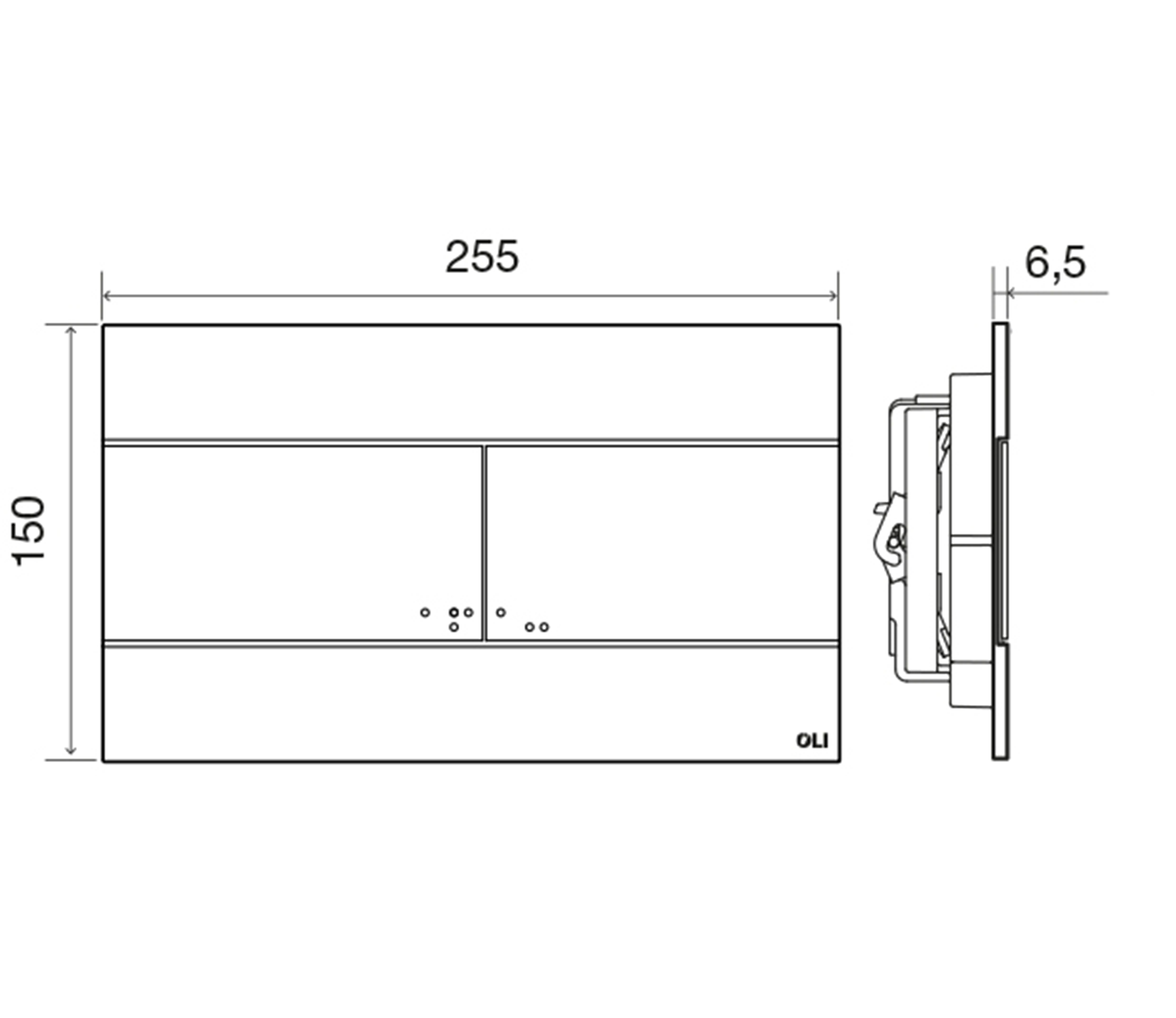 Placa de acionamento para sanita suspensa 25,5x15 cm cromado Oli Slim - 6