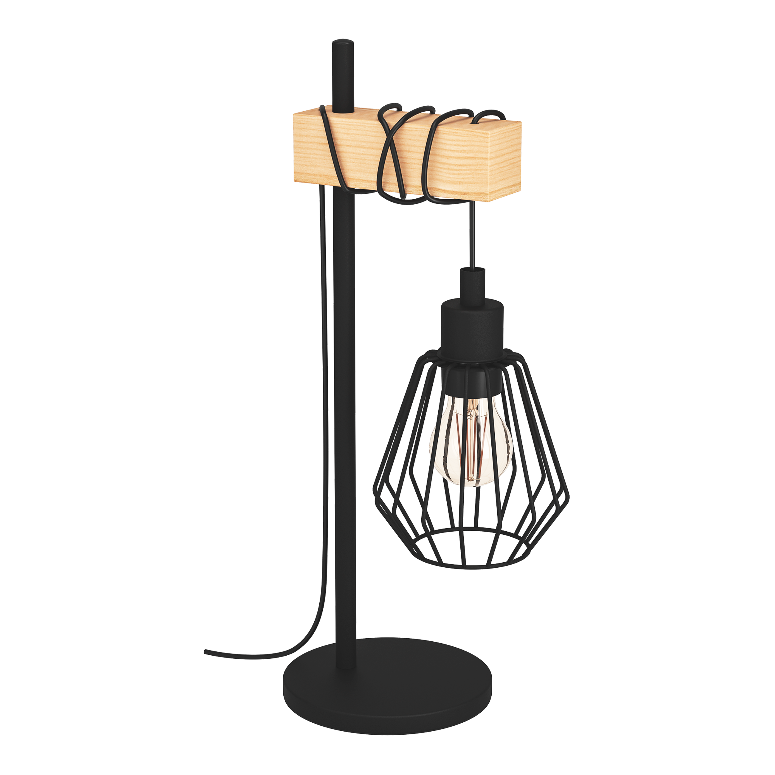 Lampka stołowa Tabodi czarna z drewnem E27 Inspire - 9