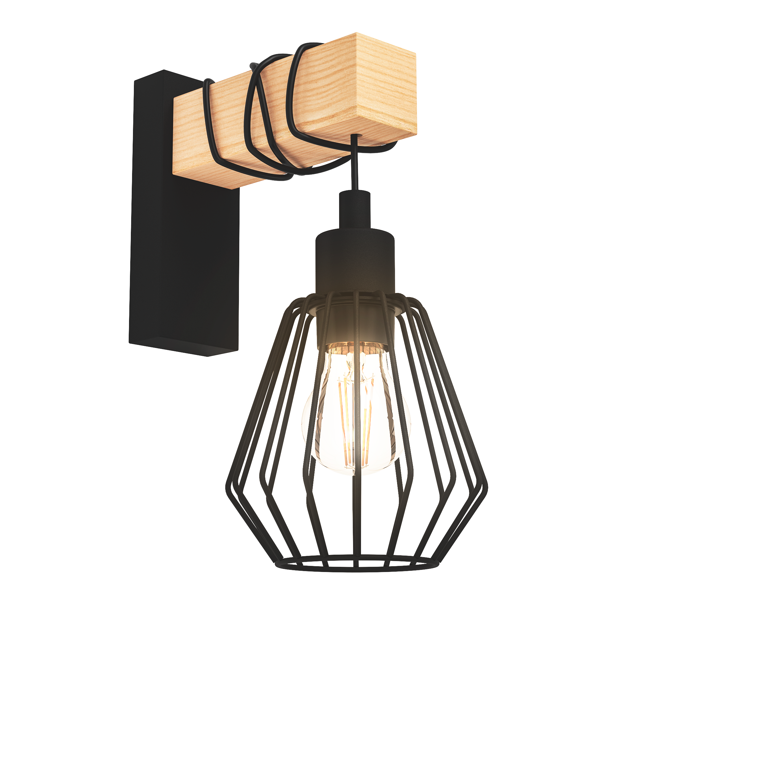 Candeeiro de parede INSPIRE TABODI E27 1 LUZ METAL/MADEIRA PRETO - 27