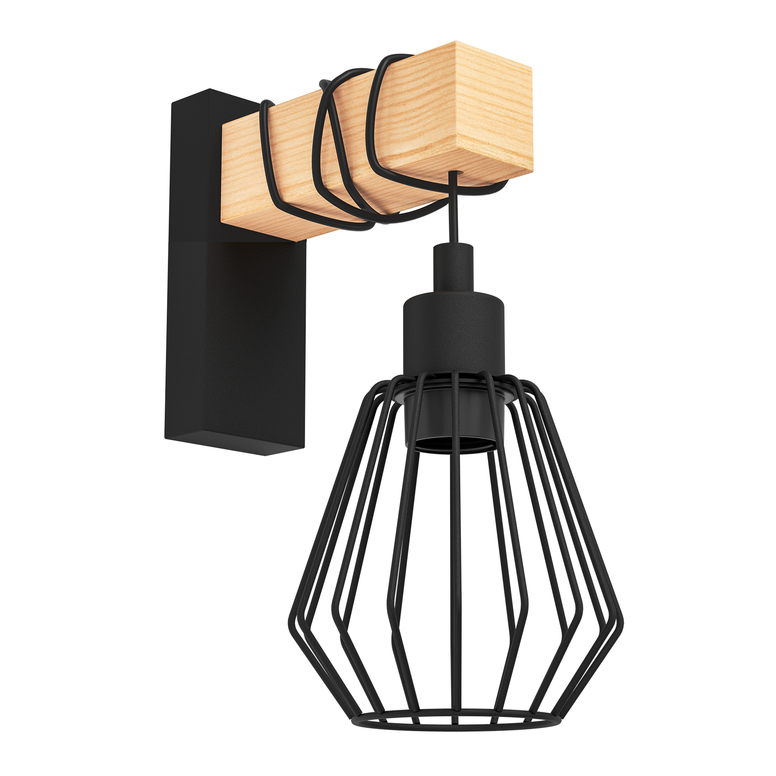Candeeiro de parede INSPIRE TABODI E27 1 LUZ METAL/MADEIRA PRETO - 26