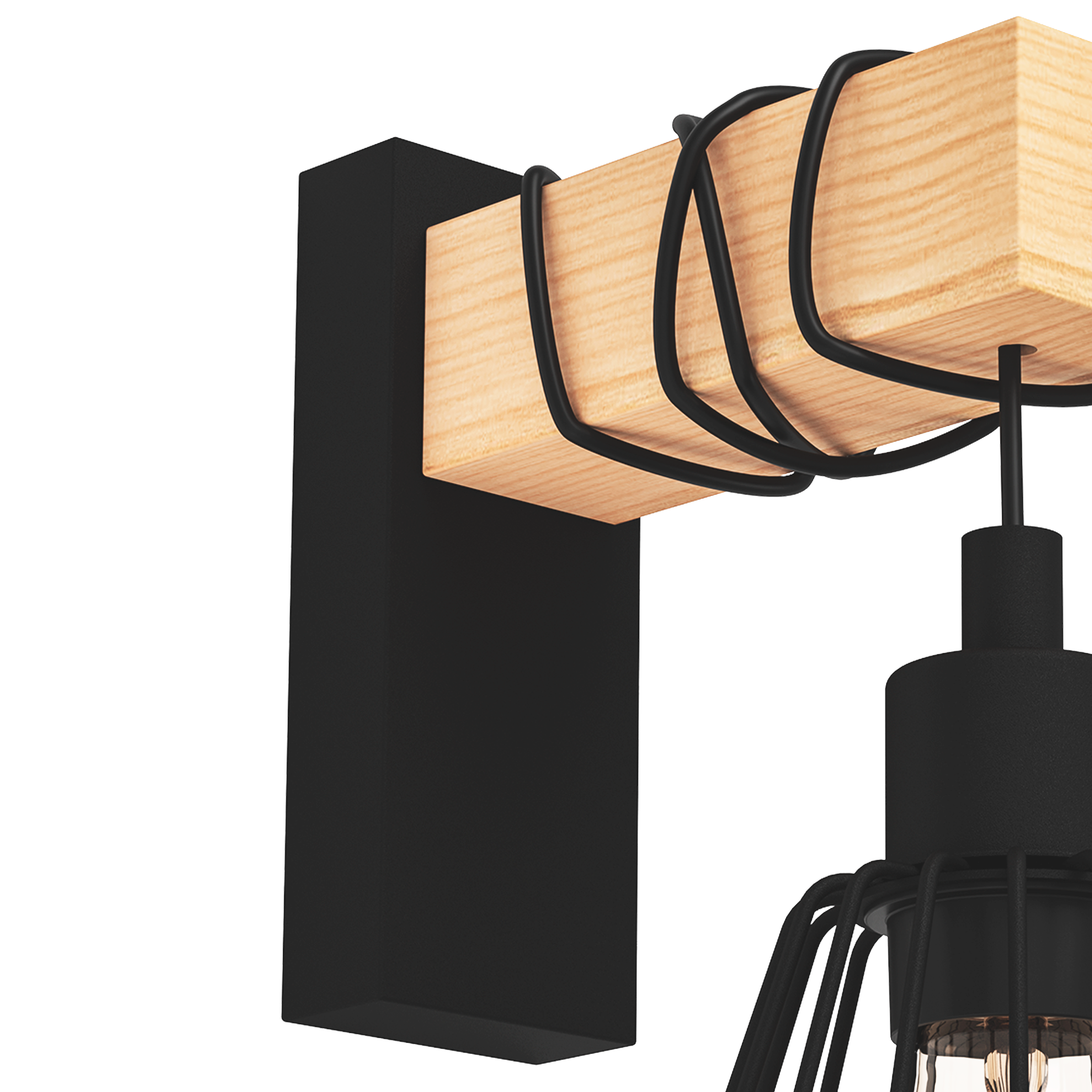 Candeeiro de parede INSPIRE TABODI E27 1 LUZ METAL/MADEIRA PRETO - 8