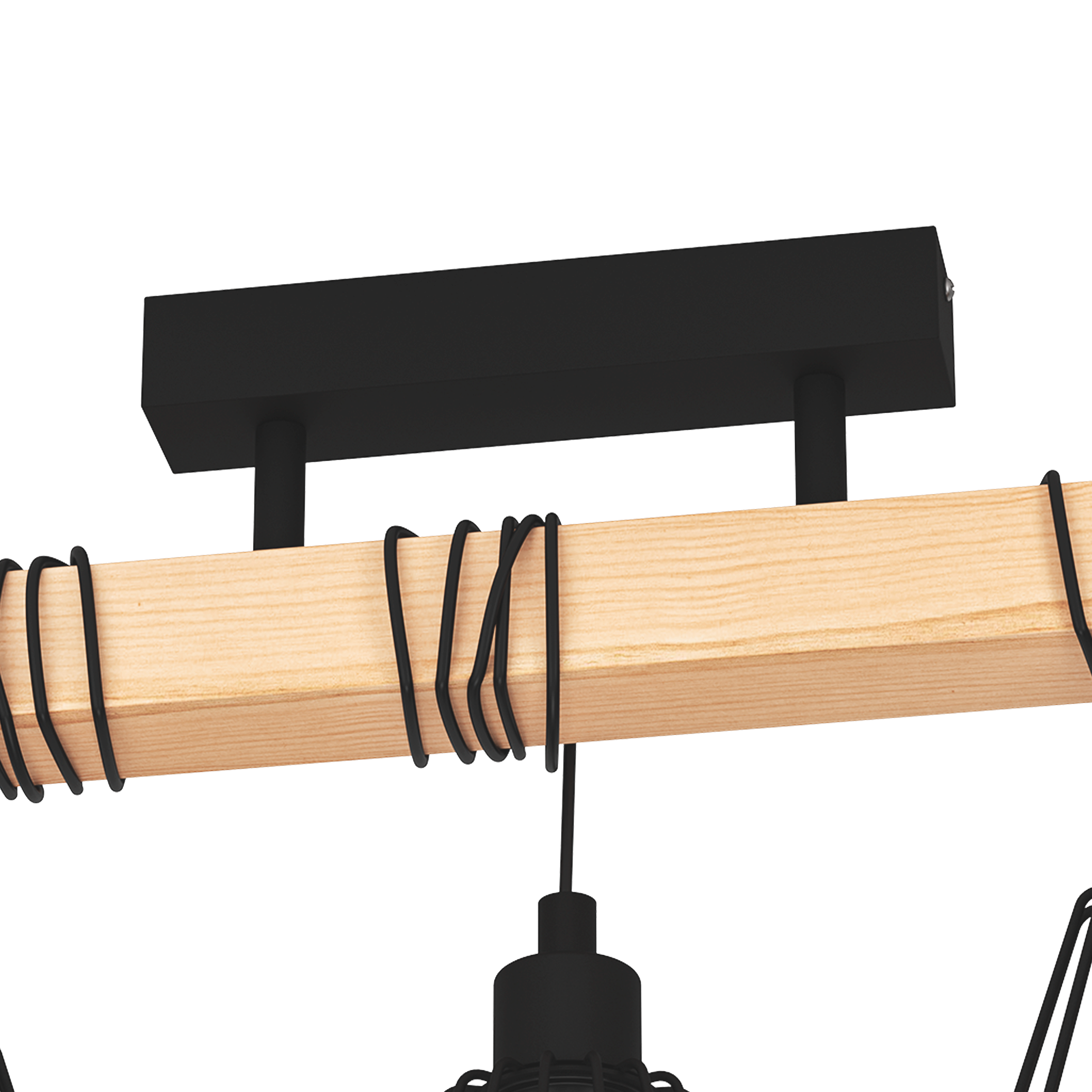 Lampa sufitowa Tabodi czarna z drewnem 3 x E27 Inspire - 12