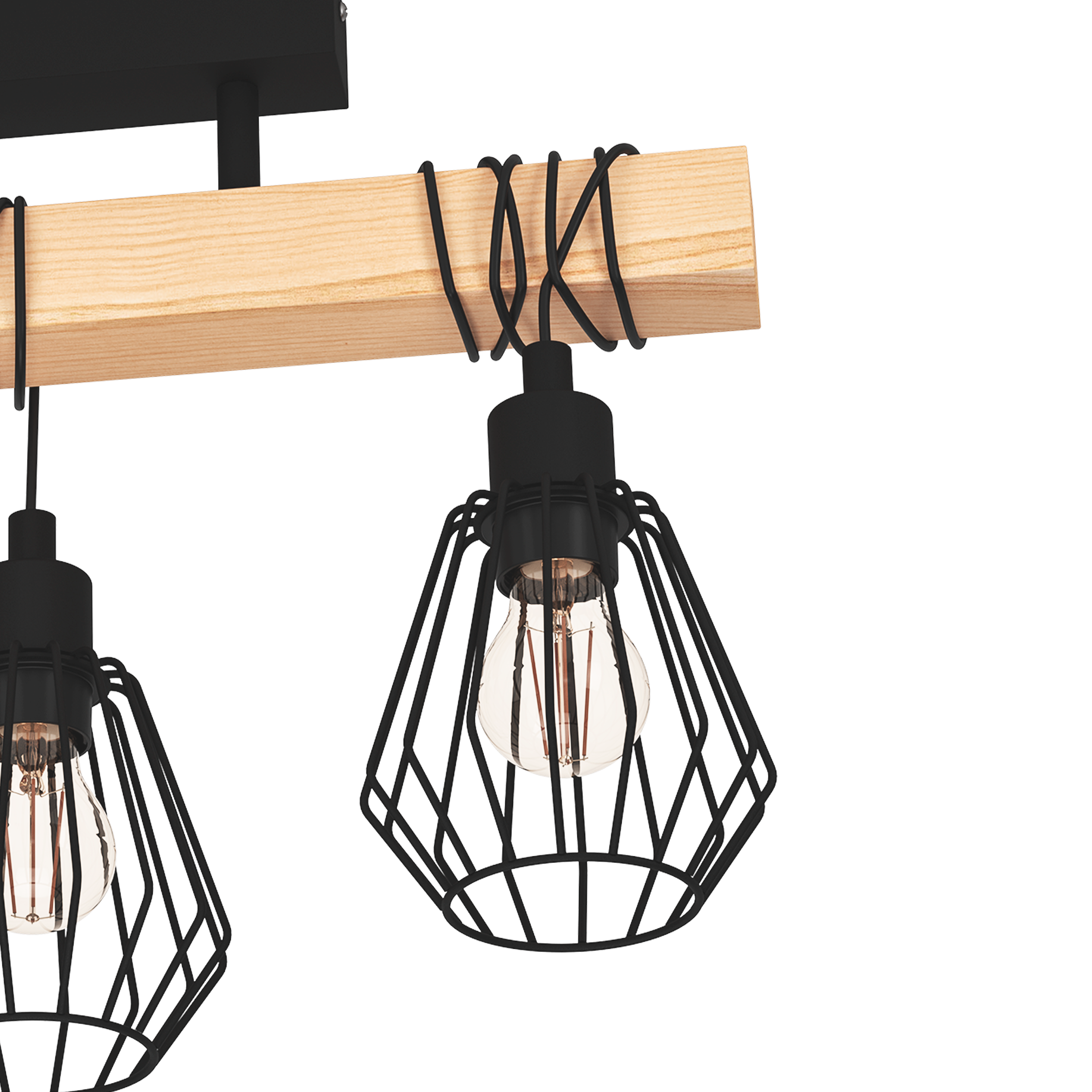 Lampa sufitowa Tabodi czarna z drewnem 3 x E27 Inspire - 11