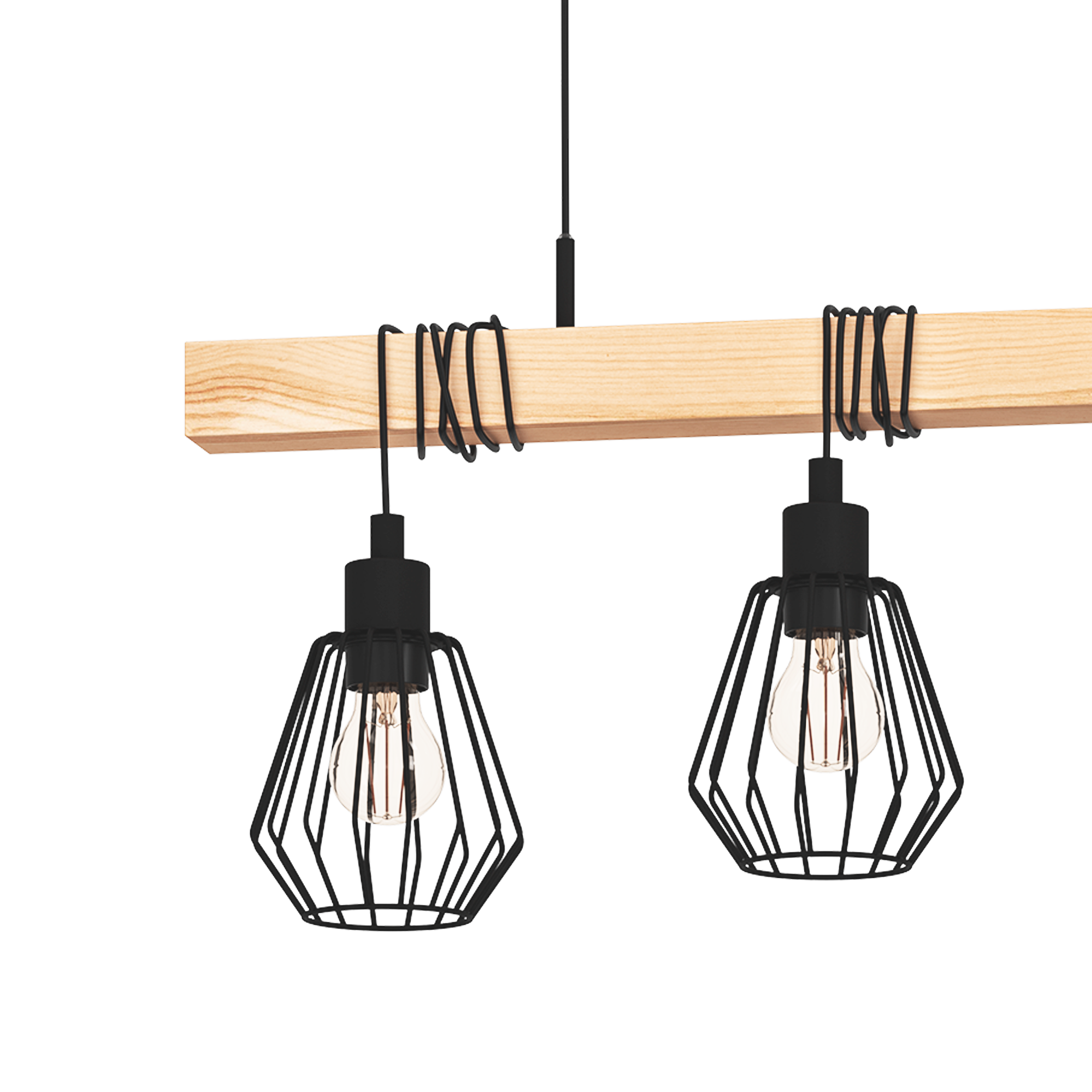 Candeeiro de teto suspenso INSPIRE TABODI E27 3 LUZES METAL/MADEIRA PRETO - 47