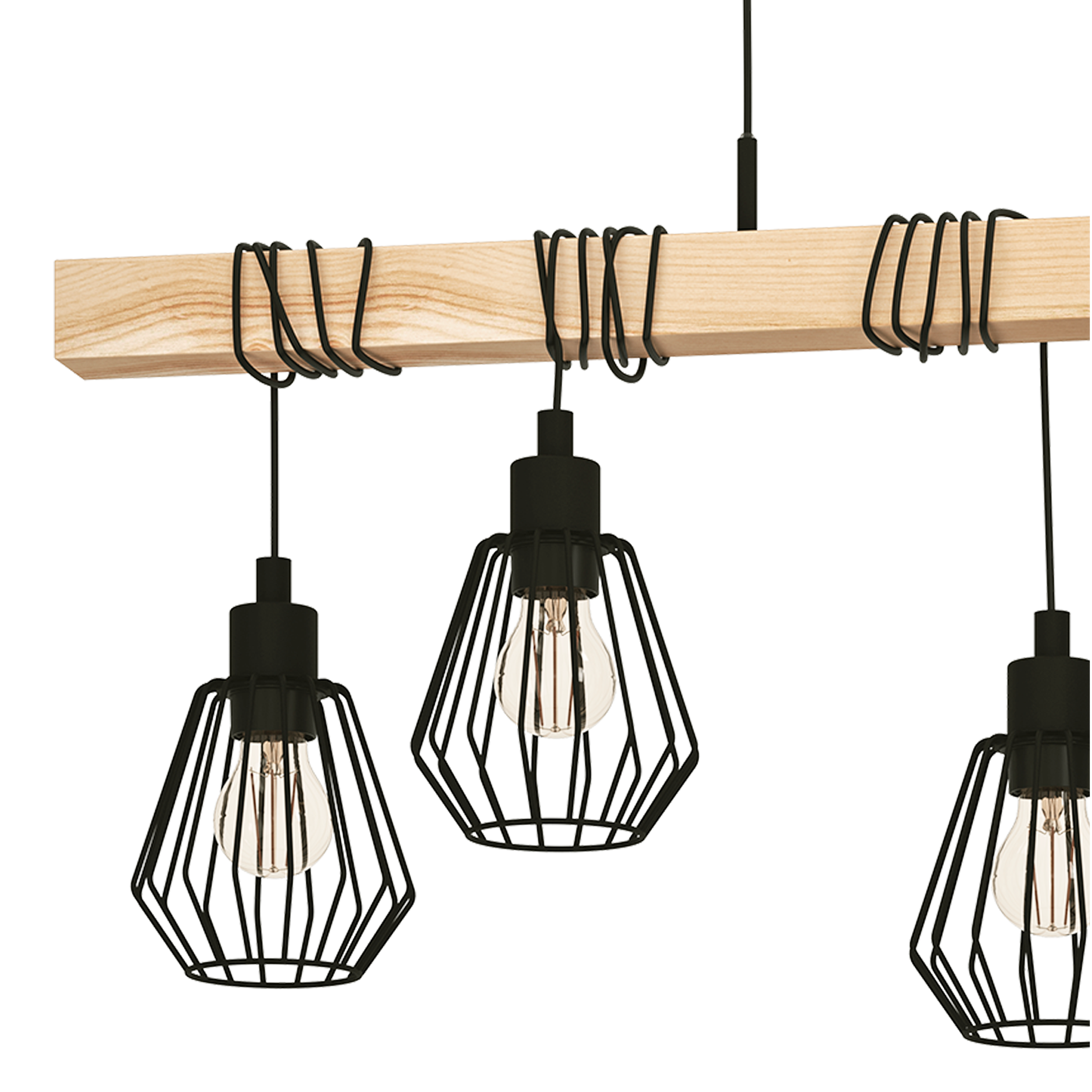 Lampa wisząca Tabodi czarna z drewnem 5 x E27 Inspire - 12