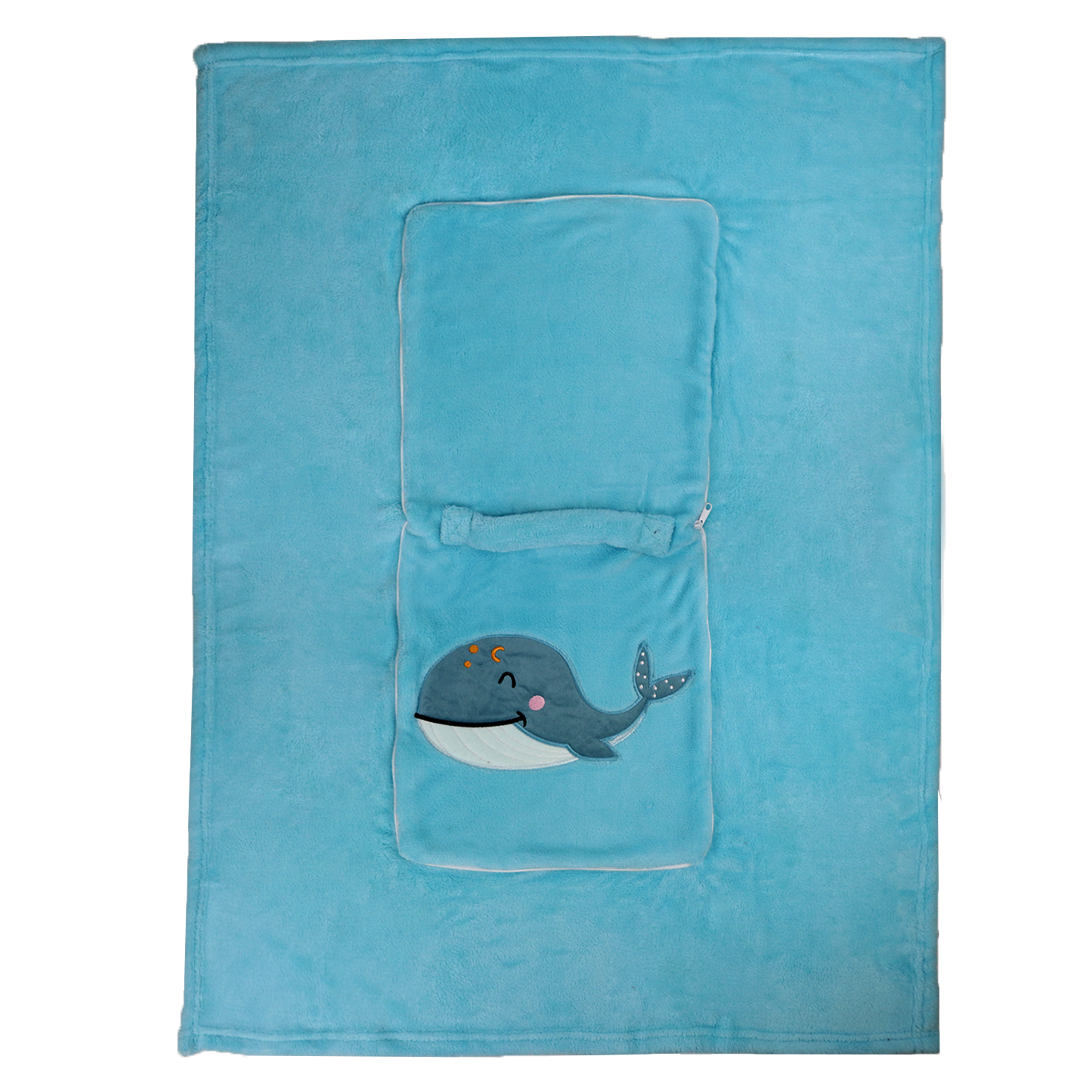 Koc, poduszka 2 w 1 dla dzieci Mooky Whale 75 x 100 cm
