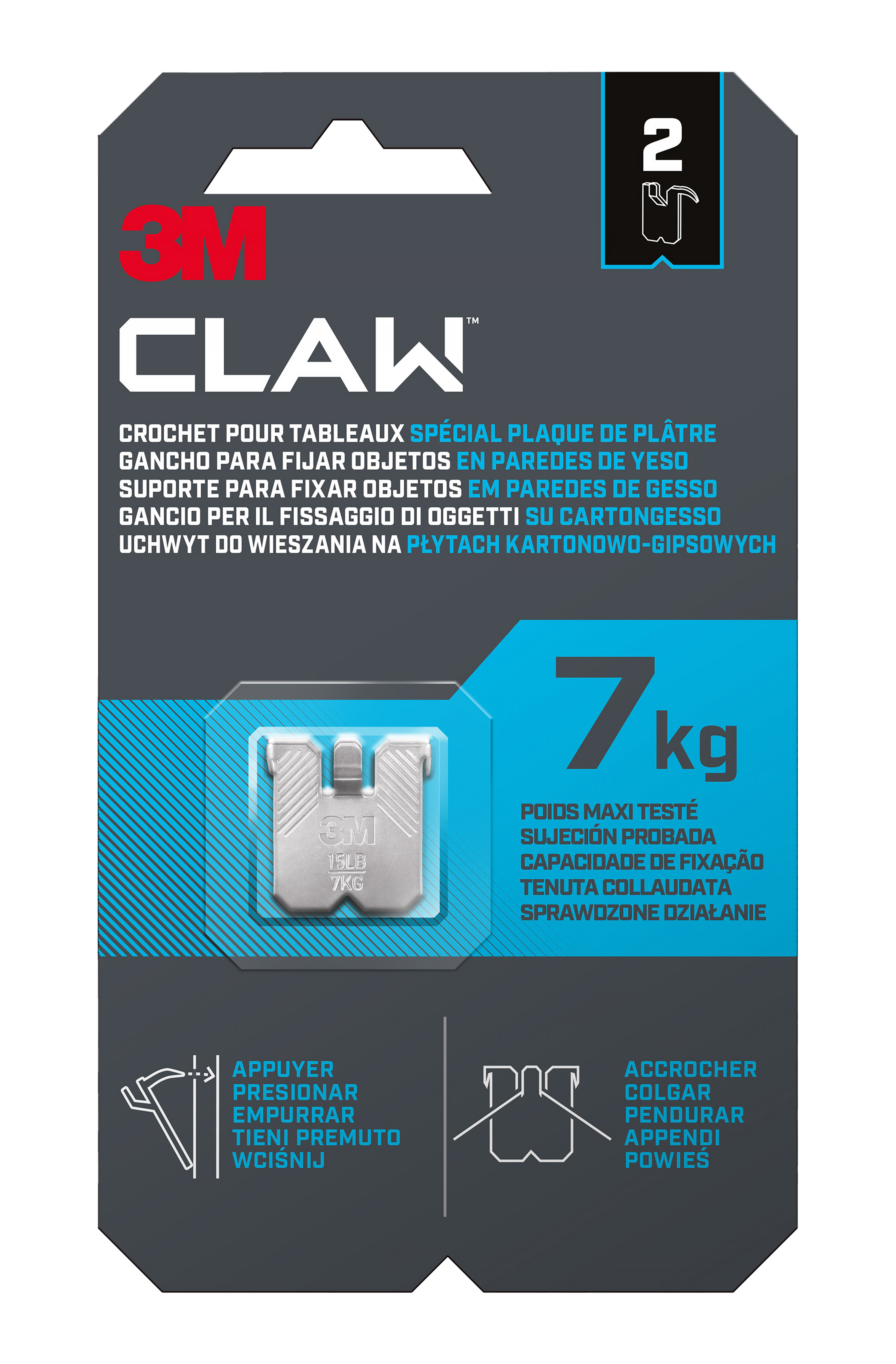 Uchwyt/haczyk do wieszania na płytach G/K Claw 7 kg 2 szt. 3M