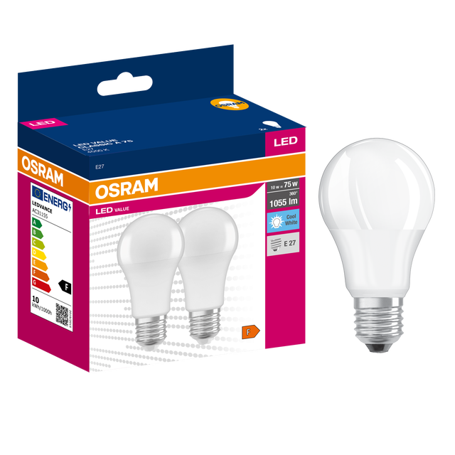 Żarówka LED 2 szt. E27 10 W = 75 W 1055 lm Neutralna biel Osram