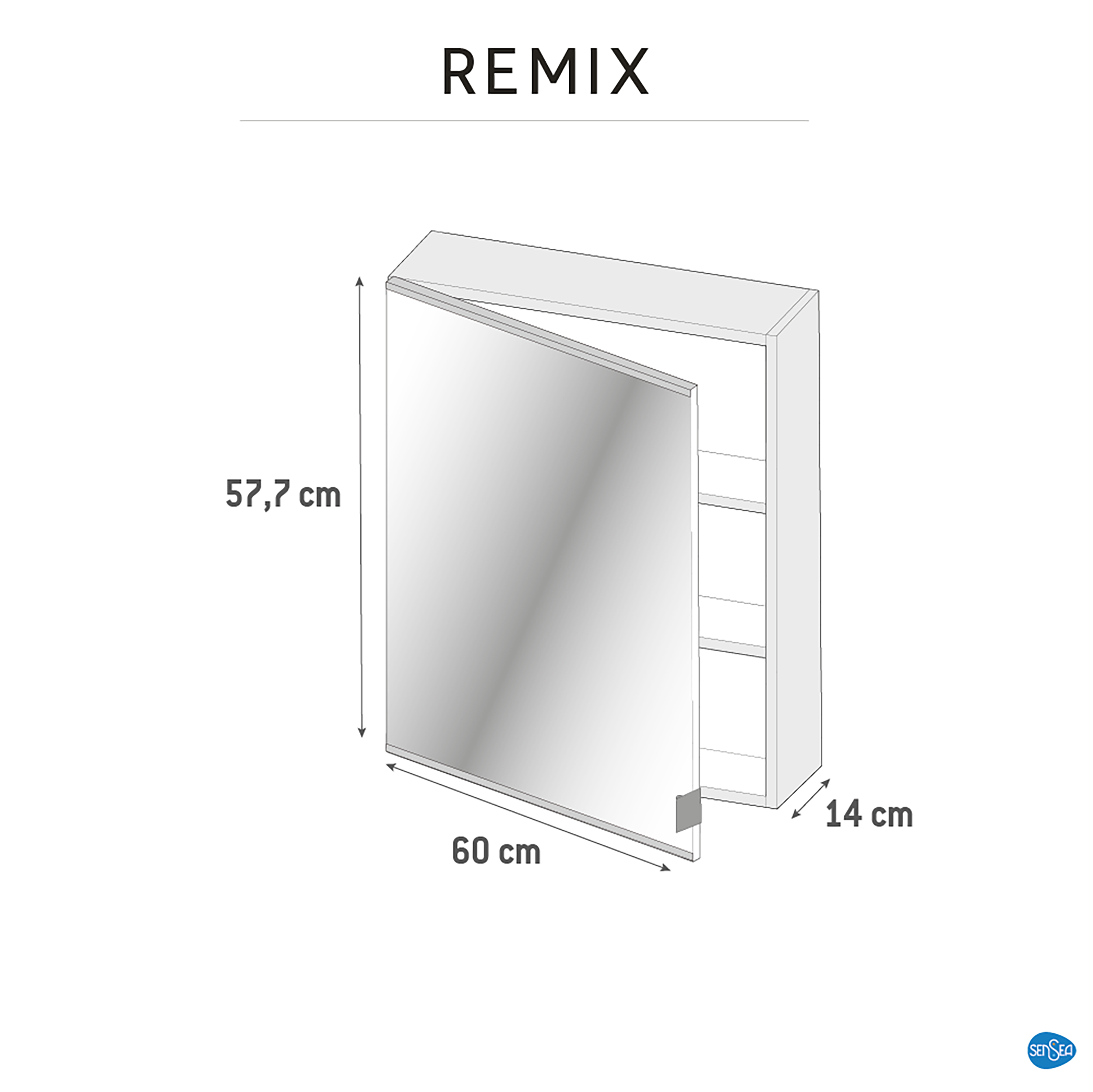 Szafka łazienkowa bez oświetlenia Remix 60 x 76.5 x 16 Sensea - 22