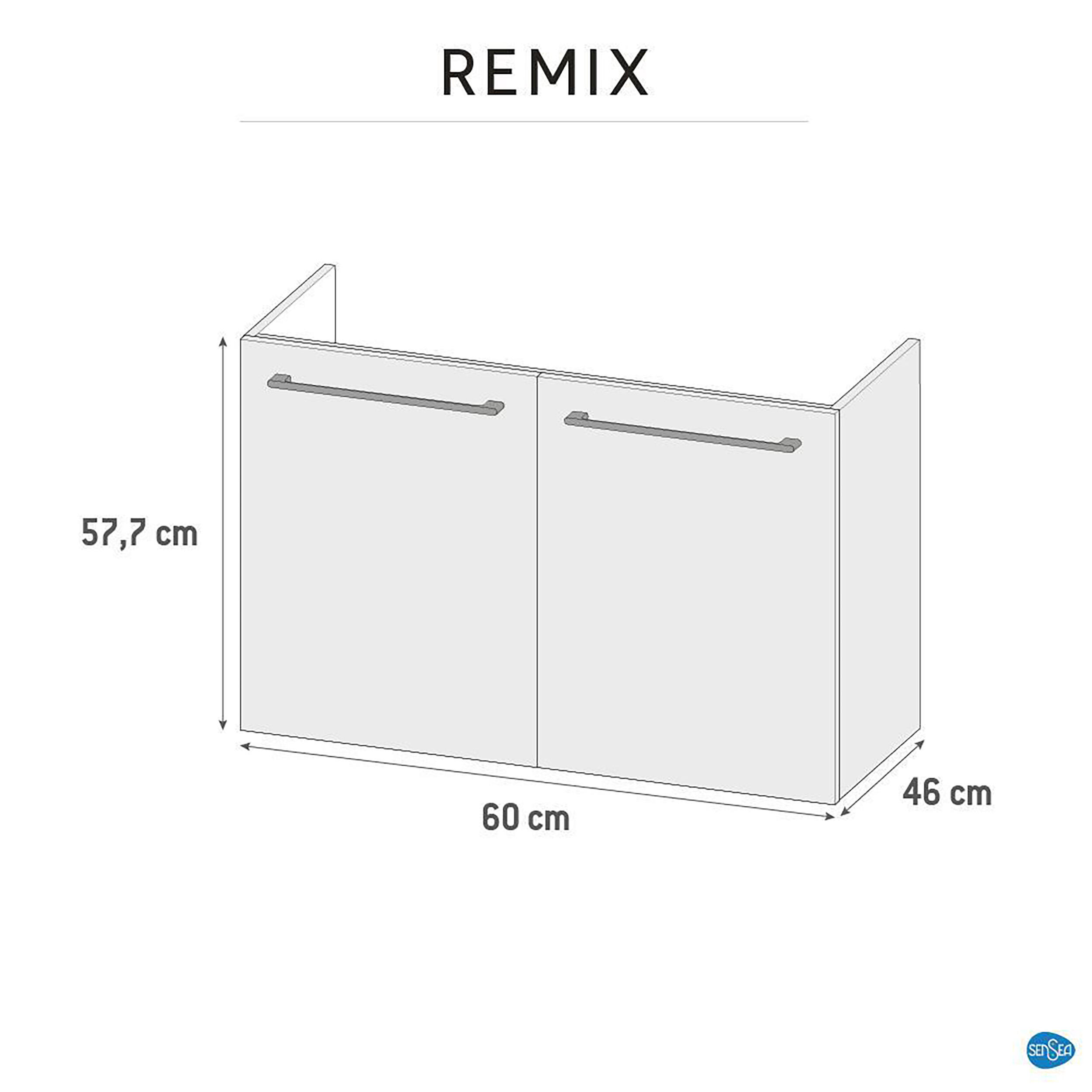 Mobile da bagno sospeso sotto lavabo L 60 x H 57.7 x P 46 cm bianco laminato lucido, 2 ante SENSEA Remix - 21