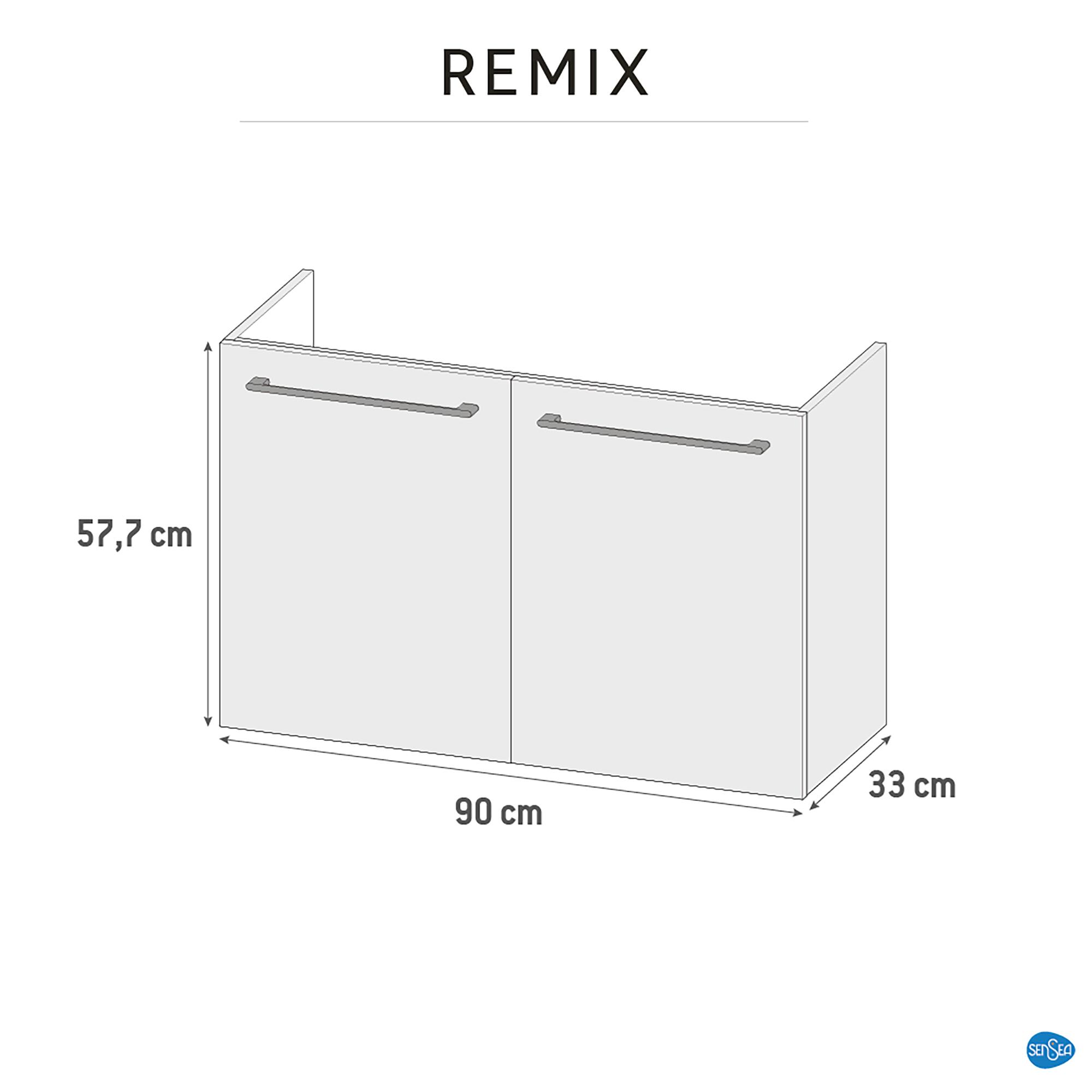 Mobile da bagno sospeso sotto lavabo L 90 x H 58 x P 33 cm bianco laminato lucido, 2 ante SENSEA Remix - 14