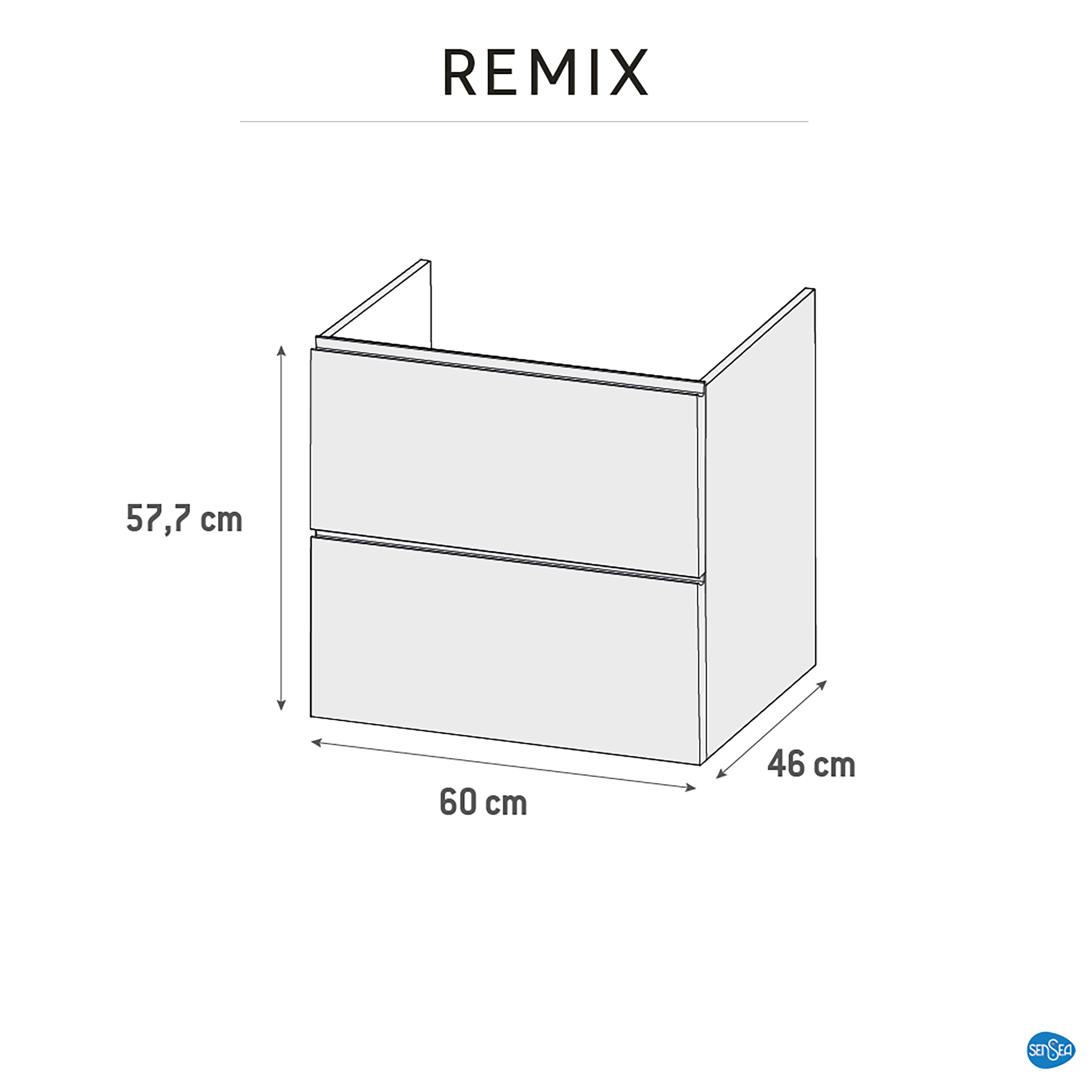 Szafka pod umywalkę Remix Biały Mat 60 Sensea - 8