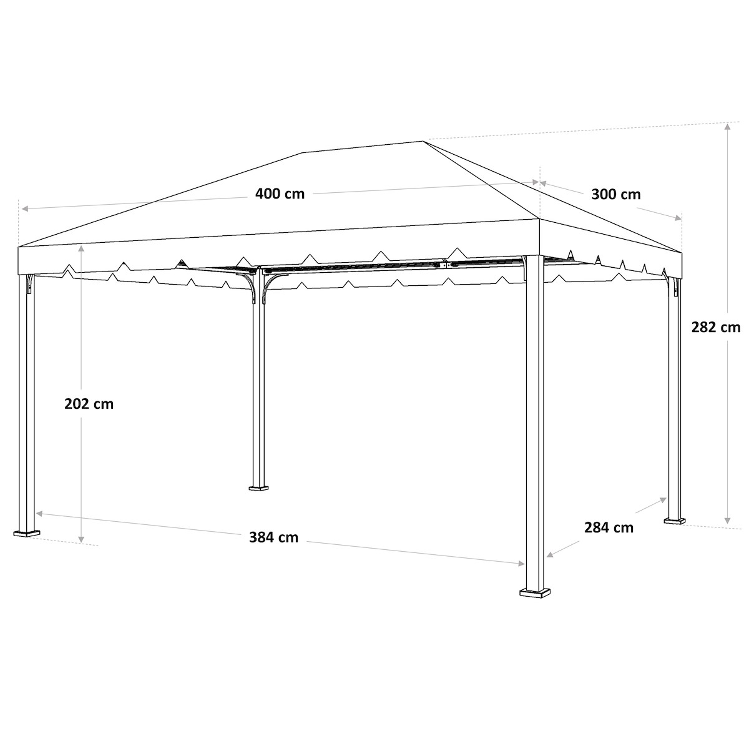 Carpa de acero y aluminio Ysis gris de 300x400 cm - 2
