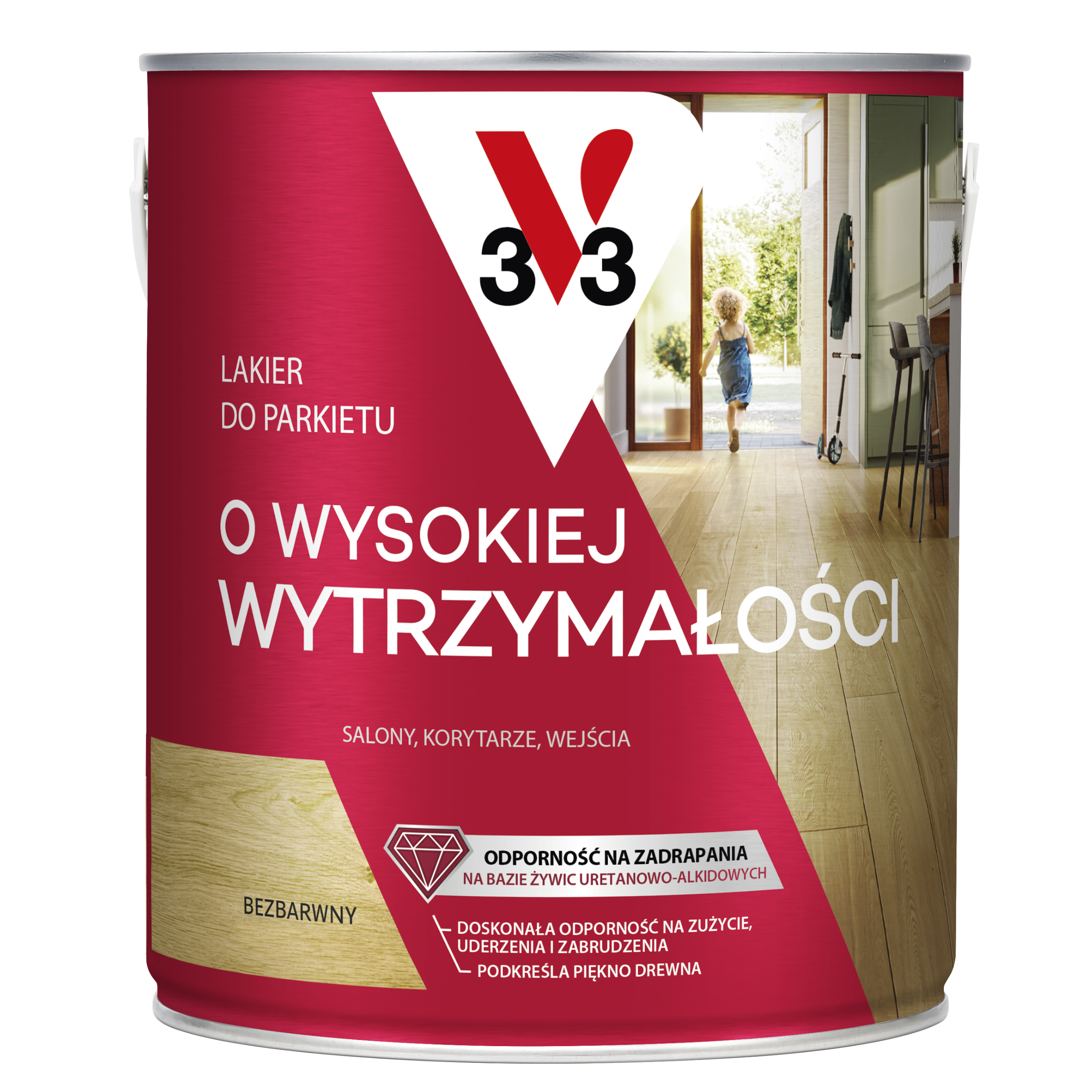Lakier do parkietu O WYSOKIEJ WYTRZYMAŁOŚCI 2.5 l Bezbarwny Satyna V33