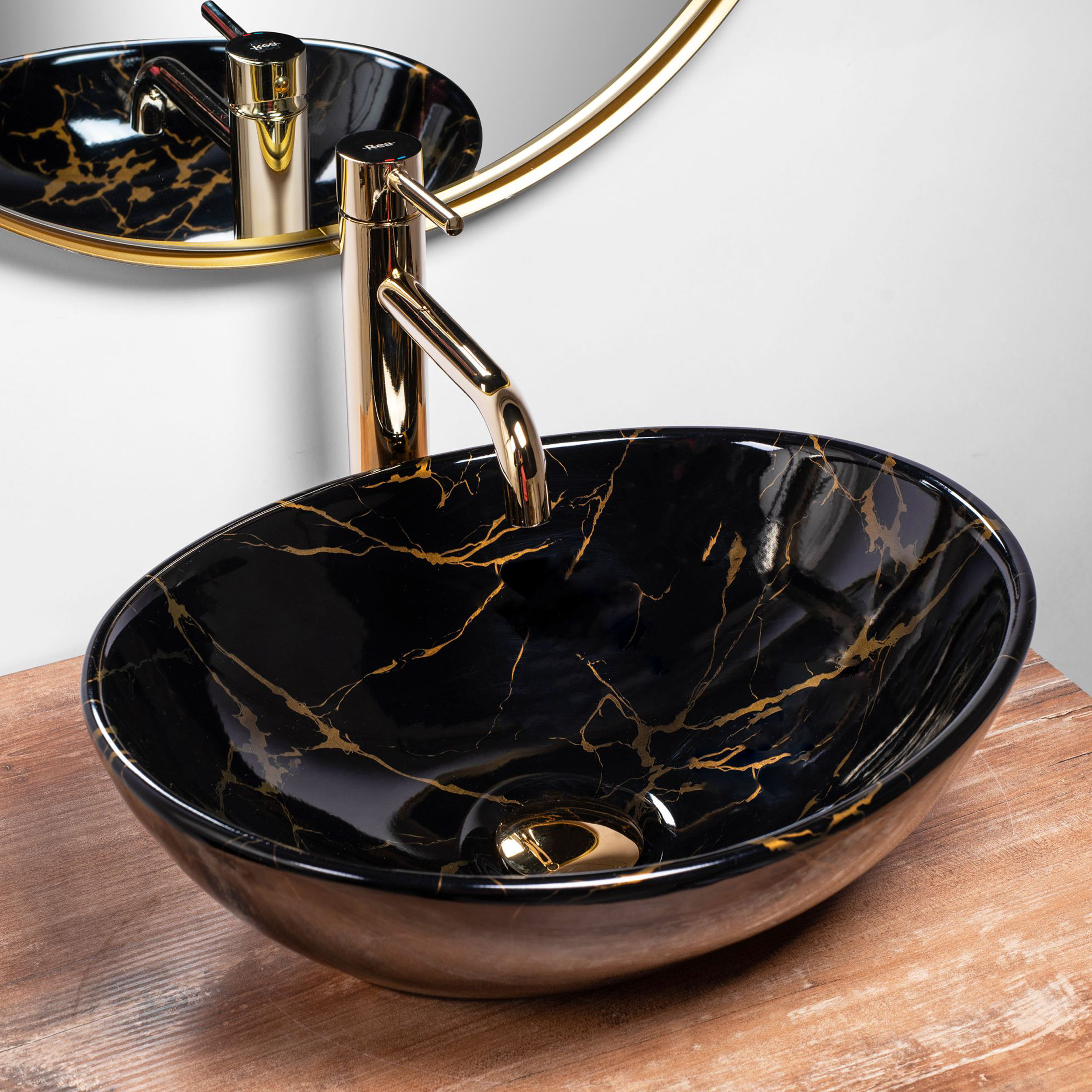 Umywalka ceramiczna nablatowa Sofia Marble 41 x 34.5 Rea - 4
