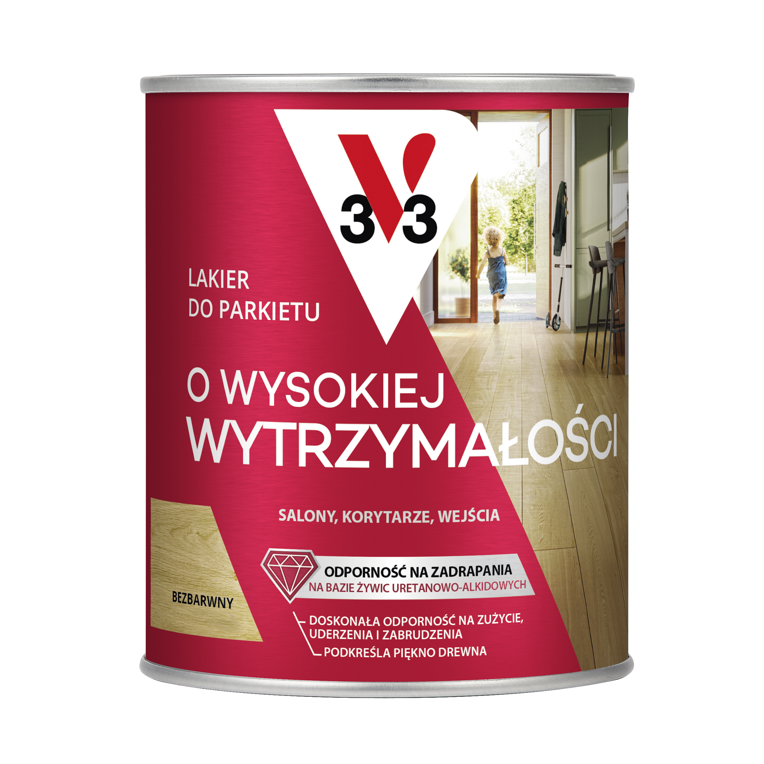 Lakier do parkietu O WYSOKIEJ WYTRZYMAŁOŚCI 0.75 l Bezbarwny Mat V33