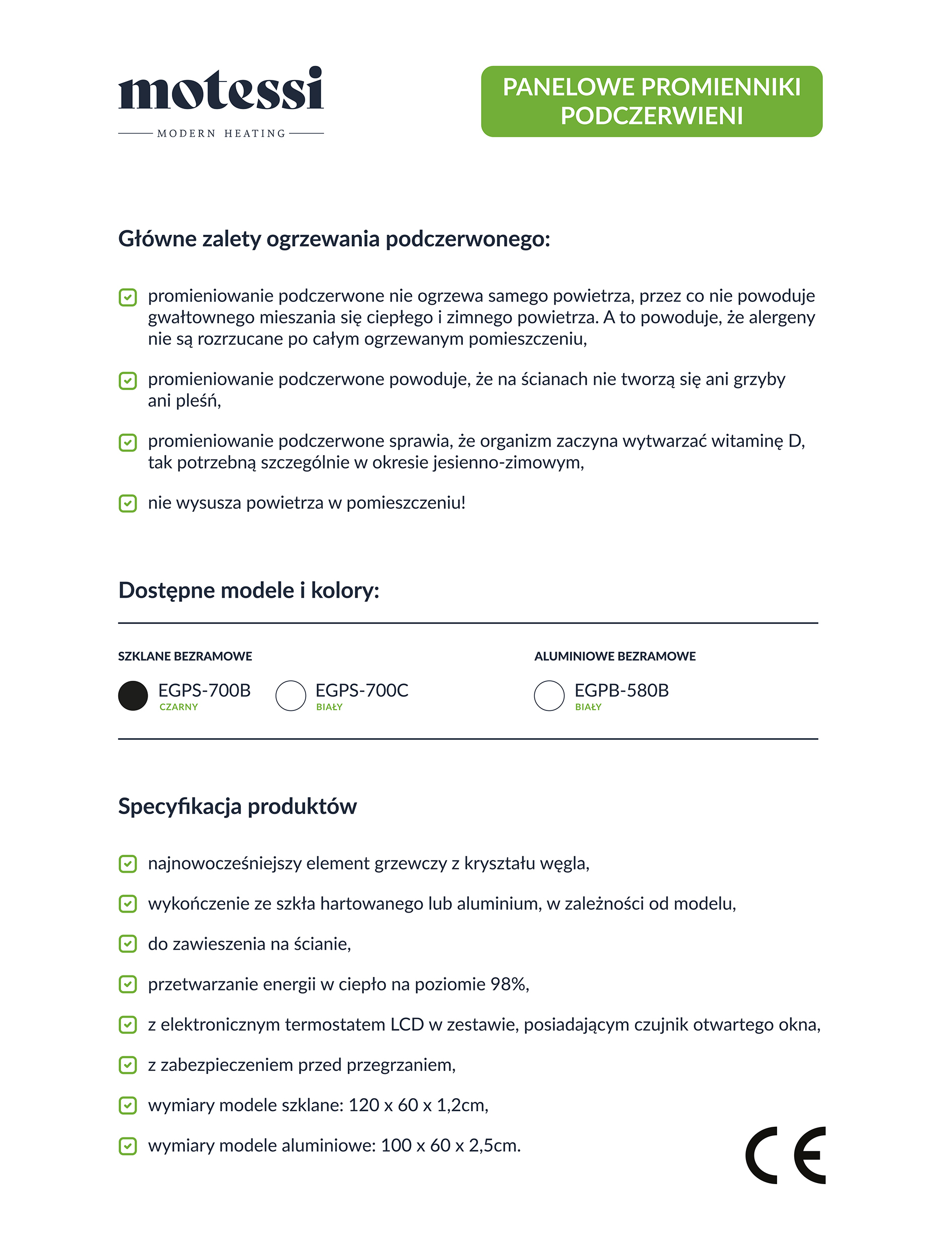 Grzejnik na podczerwień 580W EGPB-580B Stal MOTESSI - 8