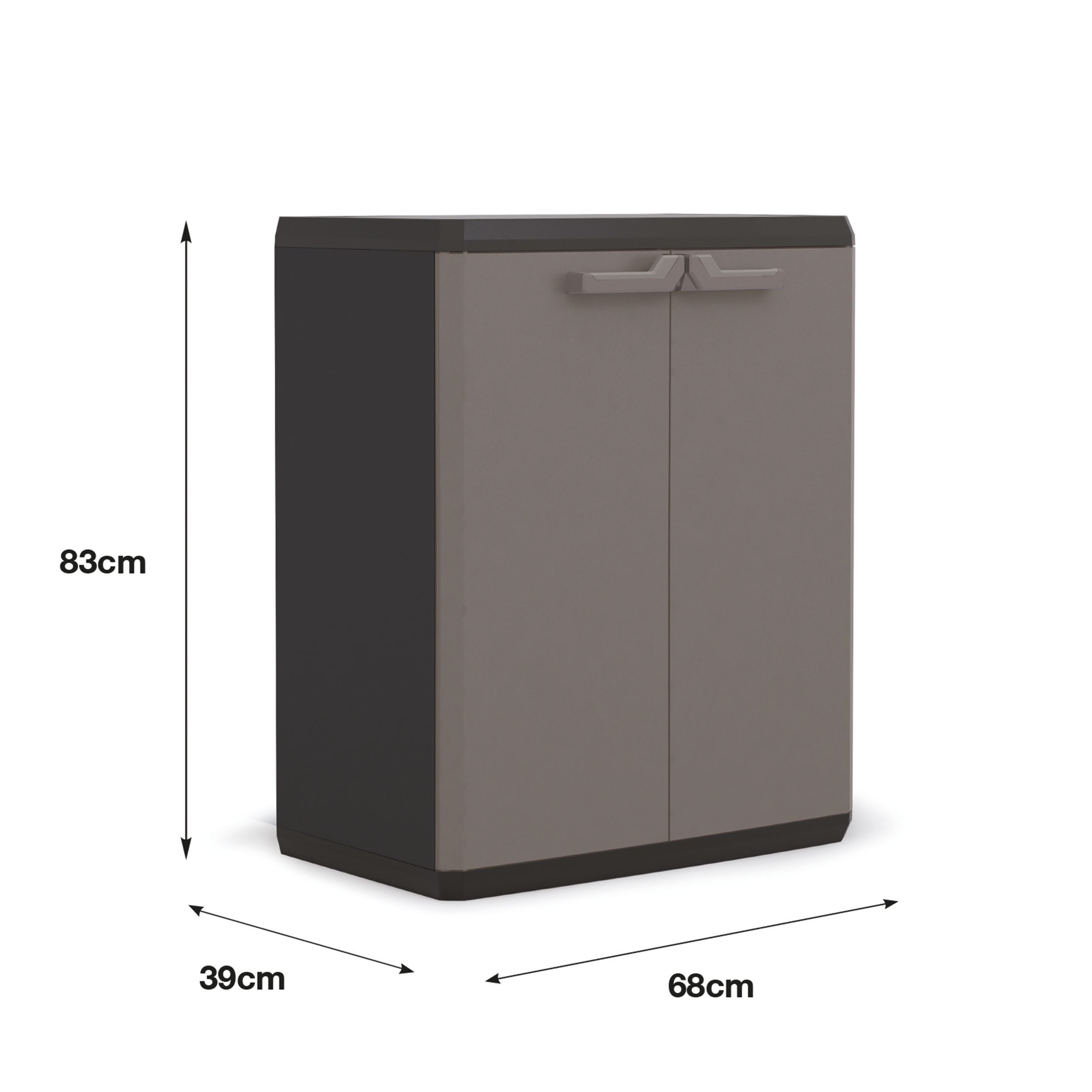 Armario bajo de resina 68x83x39 cm color gris 2 puertas - 2