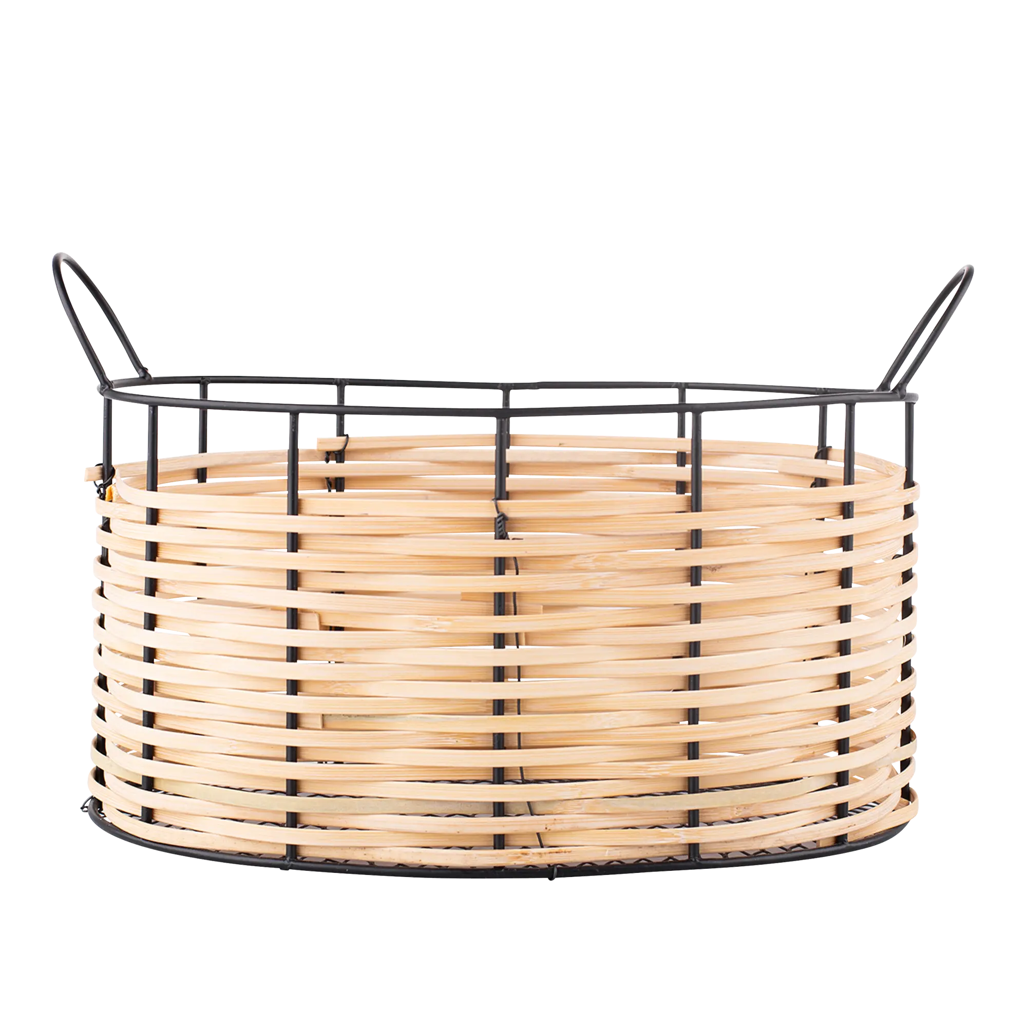 Koszyk metalowy z plecionką czarny/beż