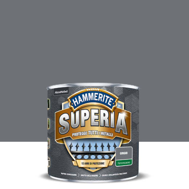 Vernice da esterno antiruggine per ferro HAMMERITE Superia grigio micaceo opaco, 0.75 l