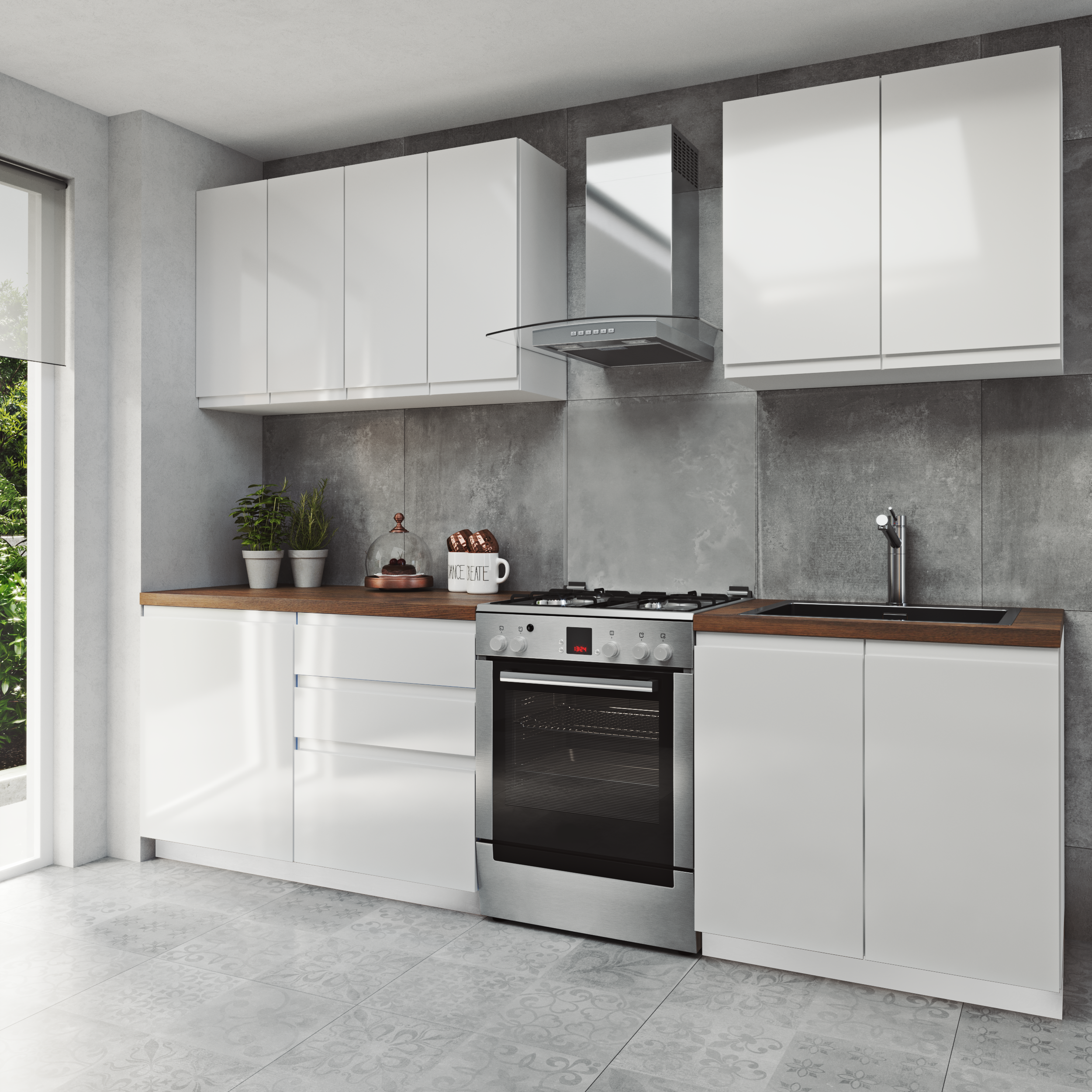 Słupek kuchenny stojący Aspen II 60 cm kolor biały - 2