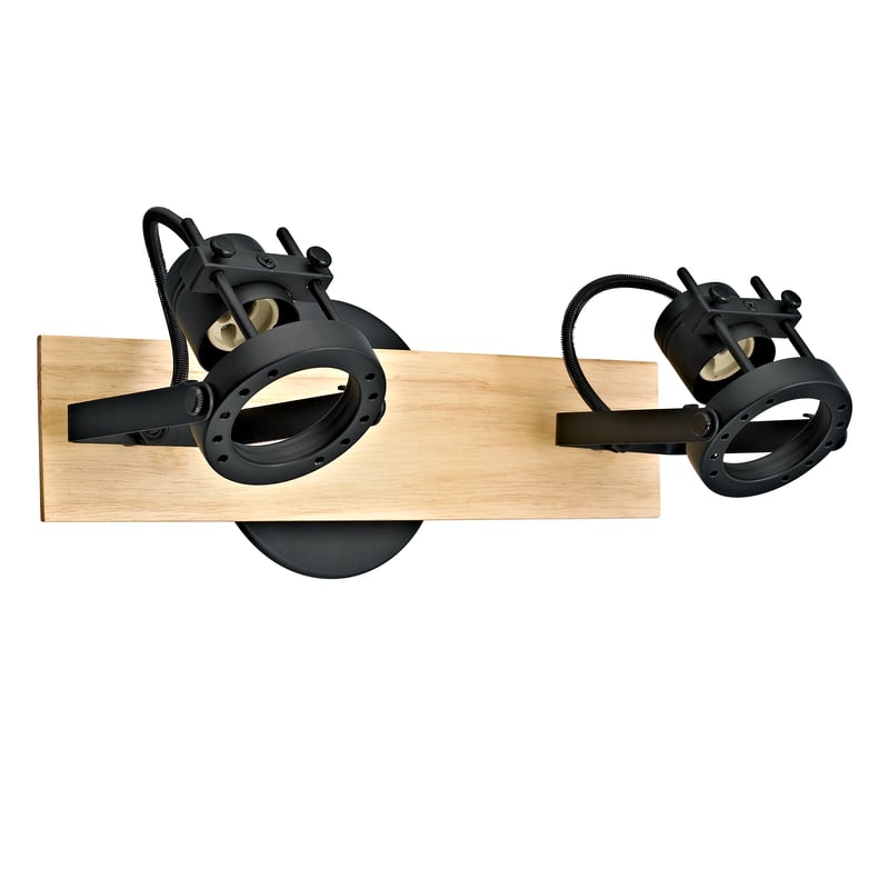 Listwa reflektorowa Technic czarna z drewnem 2 x GU10 Inspire