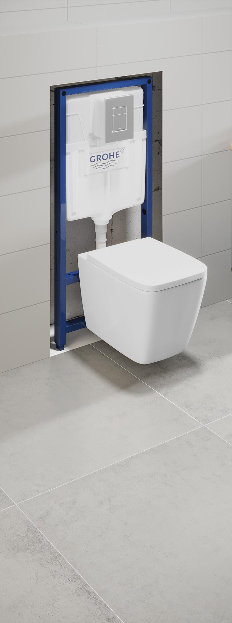 Pack sanita suspensa branco com placa cromado Grohe Clova Square - 13