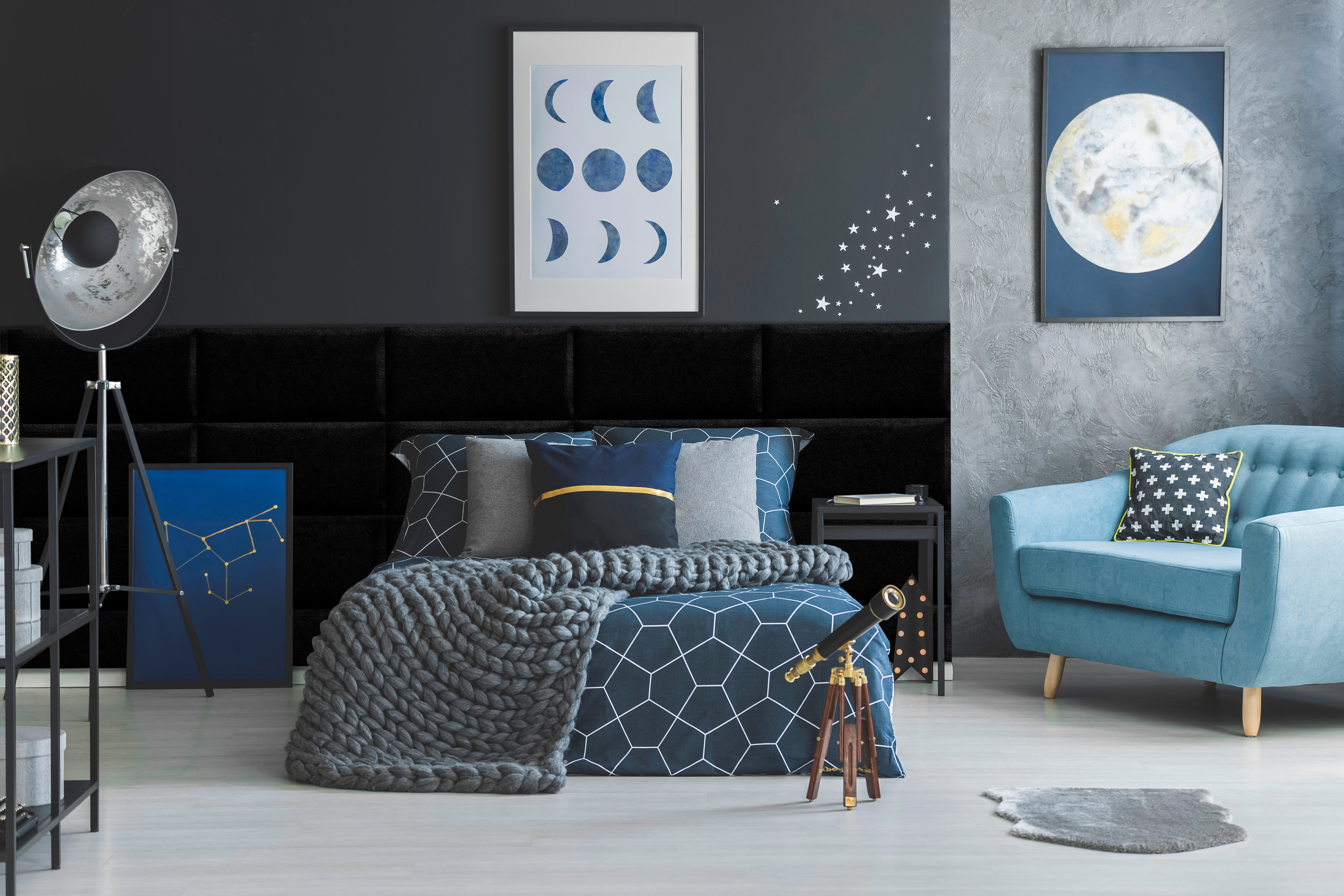 Panel ścienny tapicerowany prostokąt 60x30 cm czarny mat 99 Stelle - 2