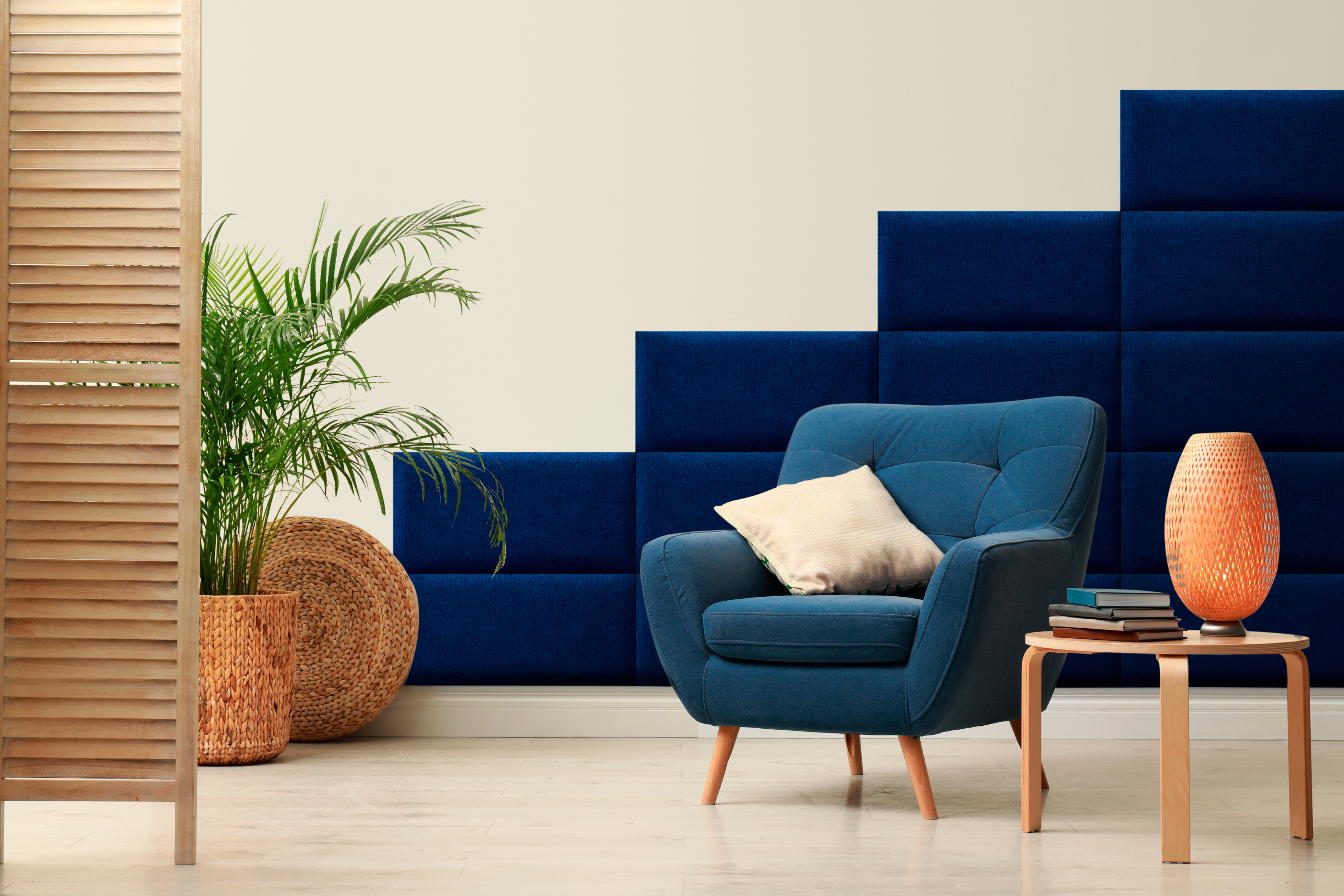 Panel ścienny tapicerowany prostokąt 60x30 niebieski mat Monoli Stelle - 2