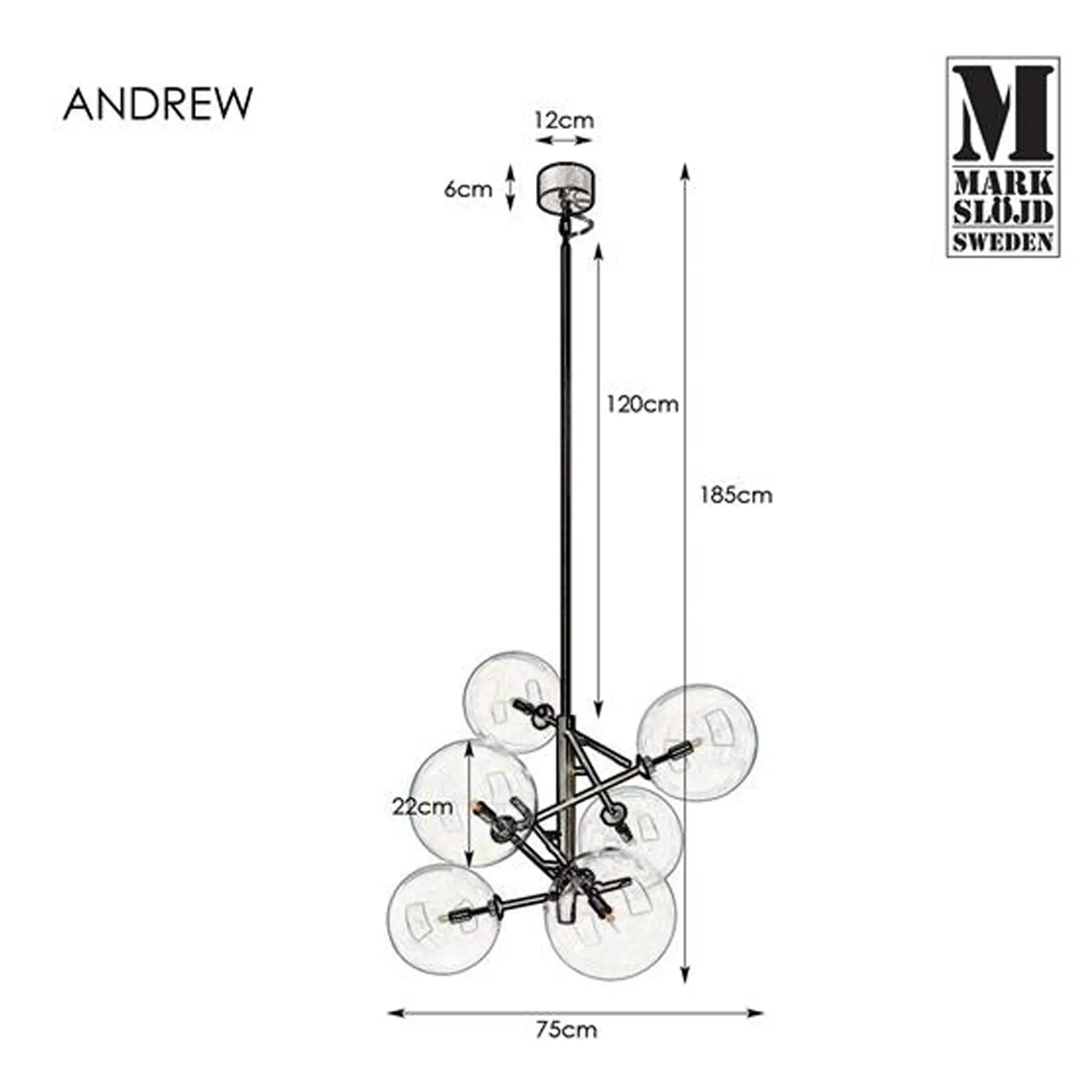 Lampa wisząca Andrew czarna G9 Markslojd - 4