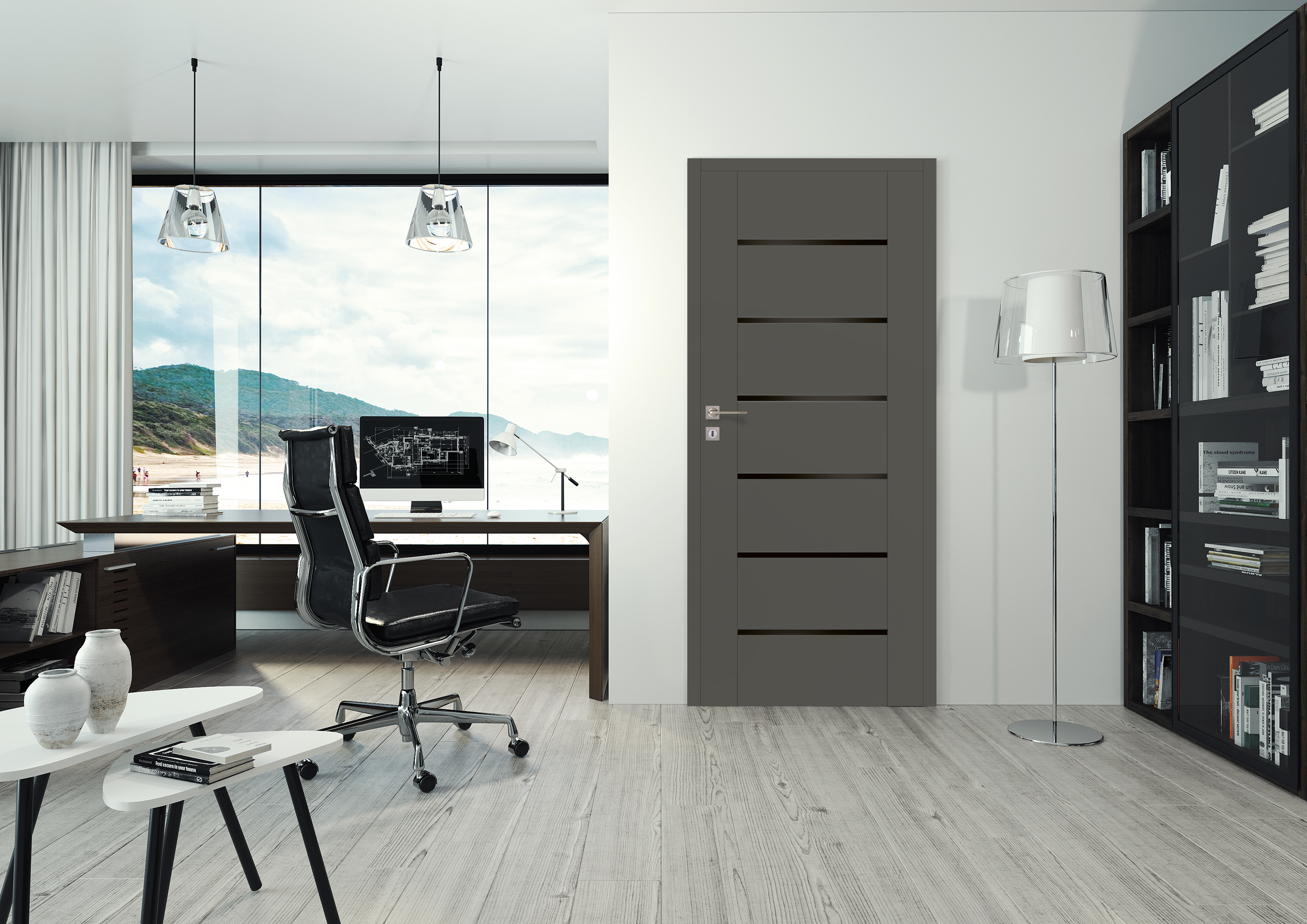 Drzwi wewnętrzne pokojowe bezprzylgowe Quanto Grafit mat 80 Prawe Voster - 2