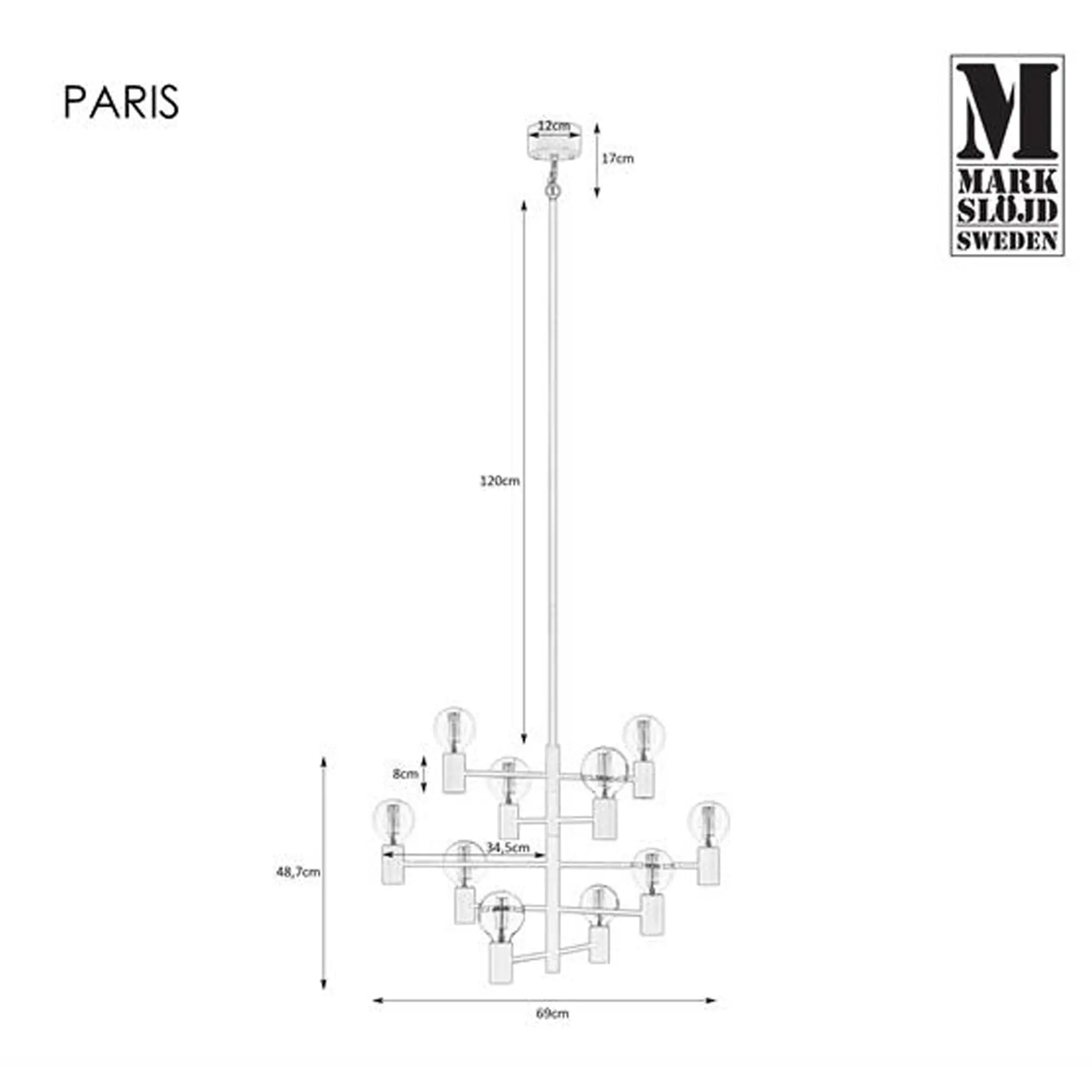 Żyrandol Paris czarny E27 Markslojd - 4