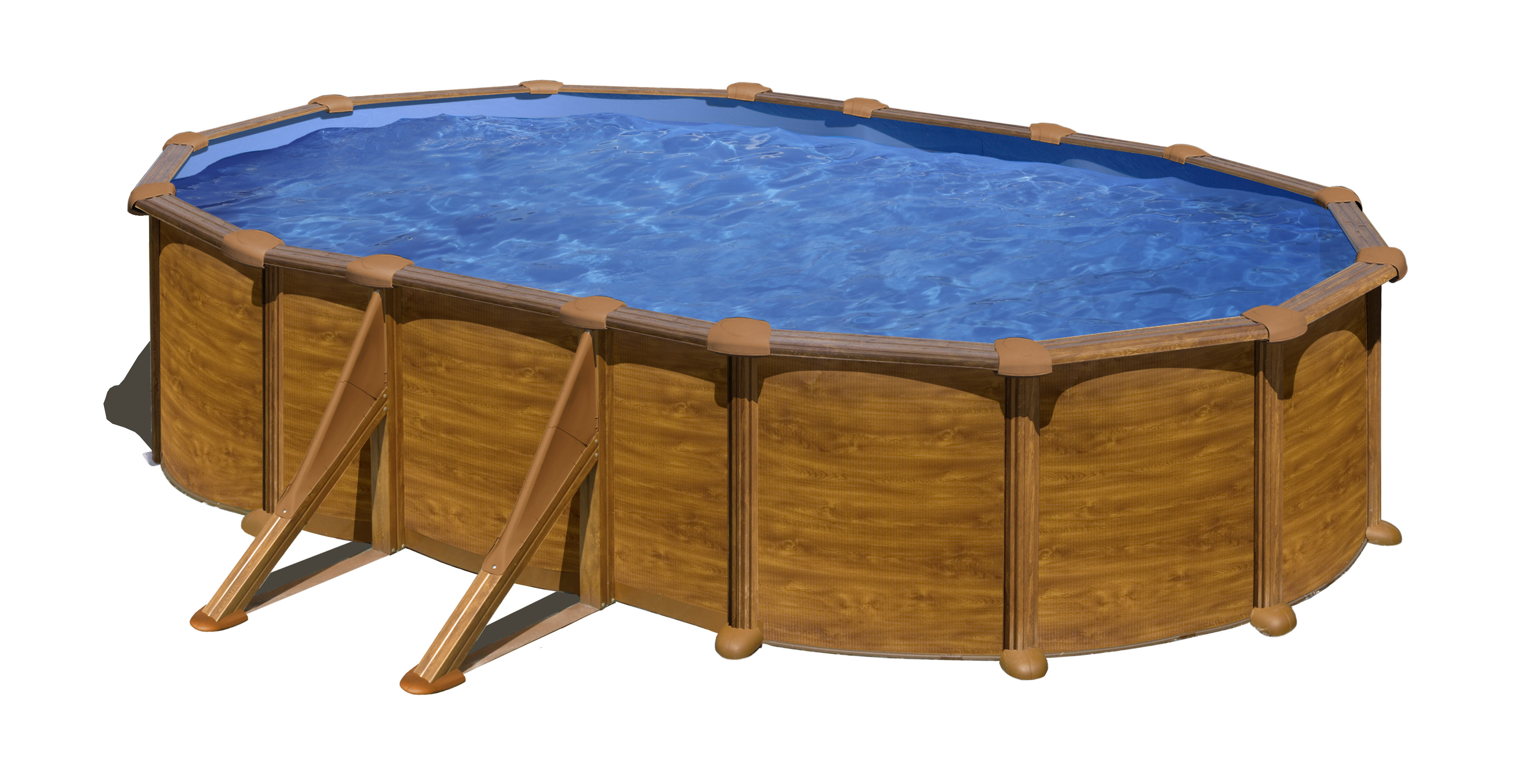 Piscina Desmontable De Acero Imitación Madera Ovalada Gre 5 X 3 X 1,32 M
