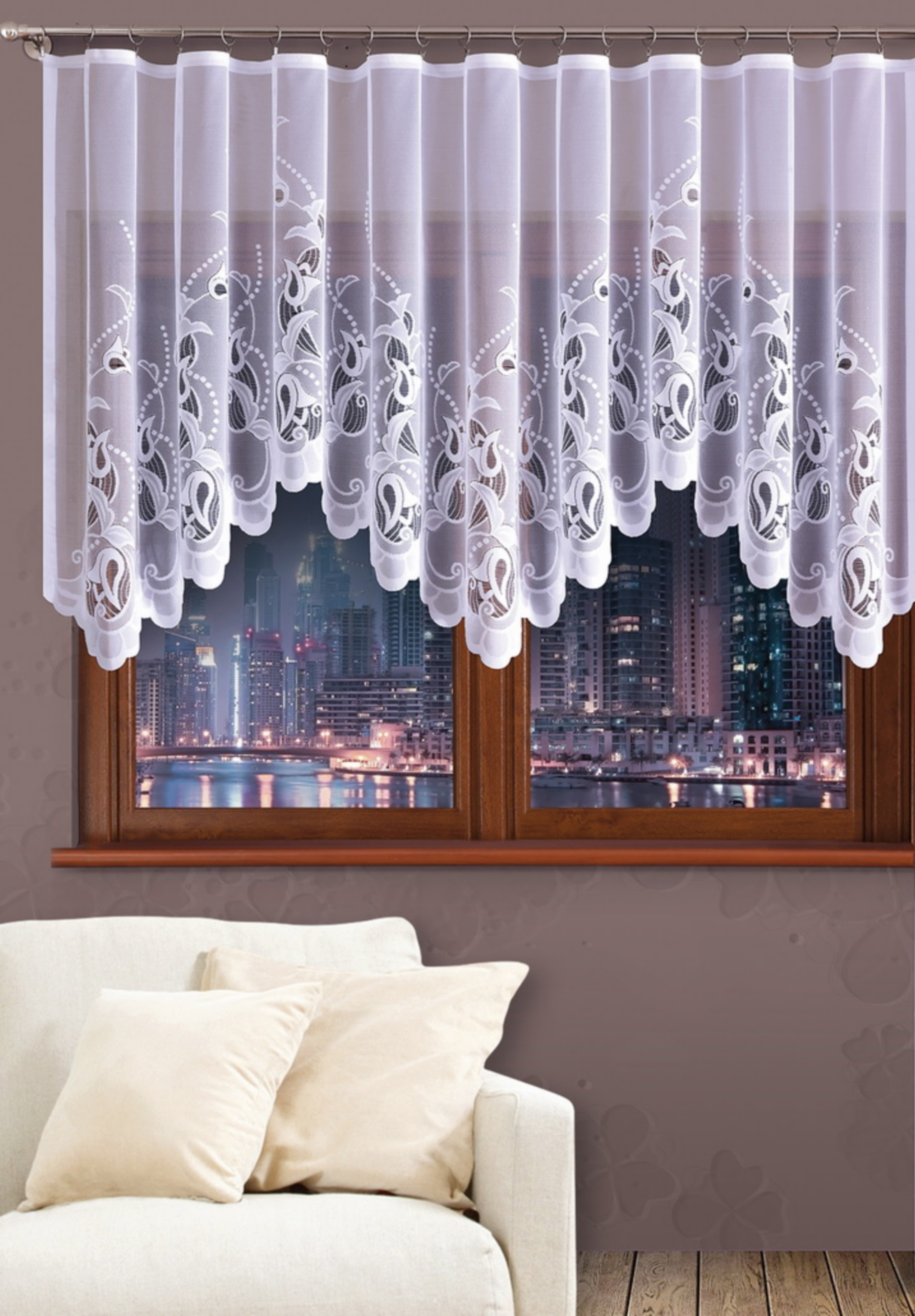 Firana na taśmie żakardowa Nela 300 x 120 cm biała - 2