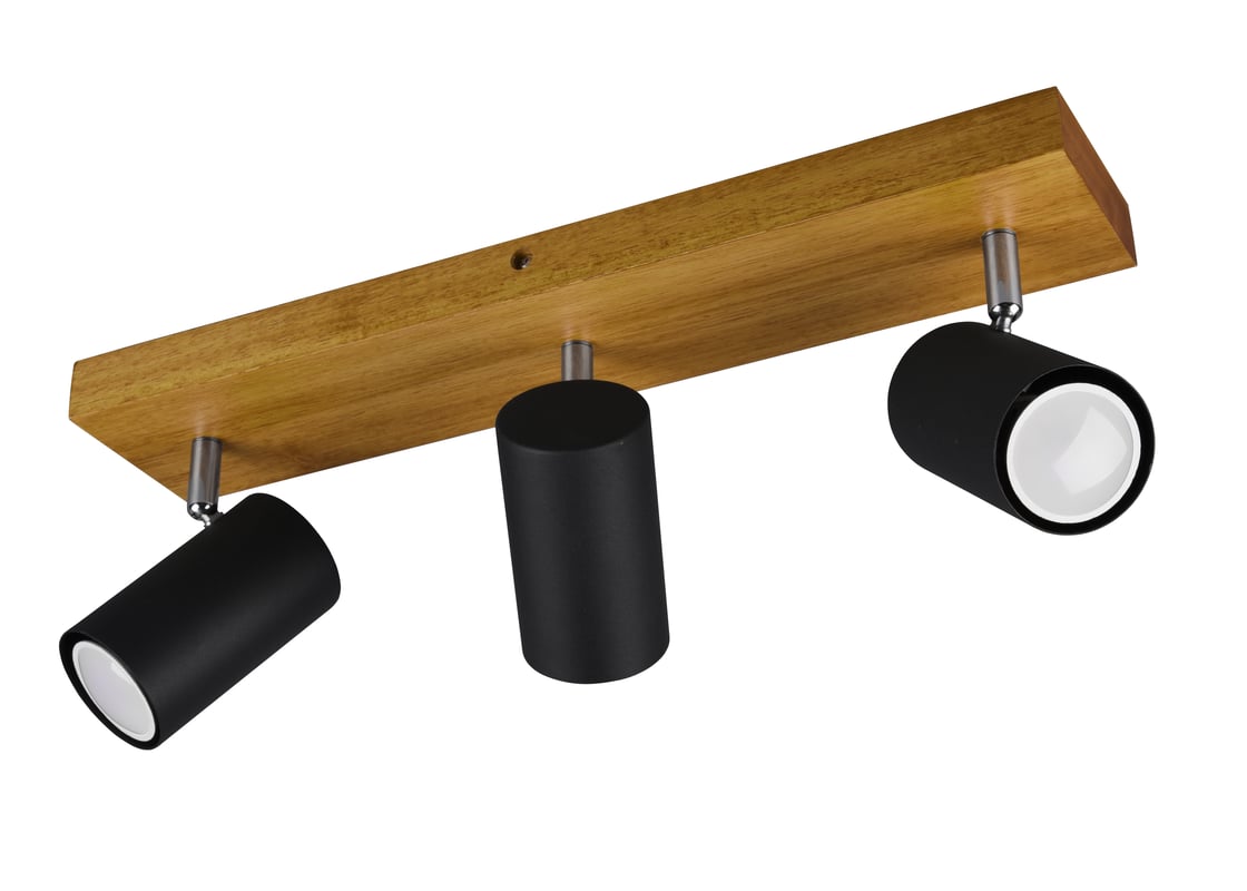 Listwa reflektorowa Marley czarna z drewnem 3 x GU10 Trio