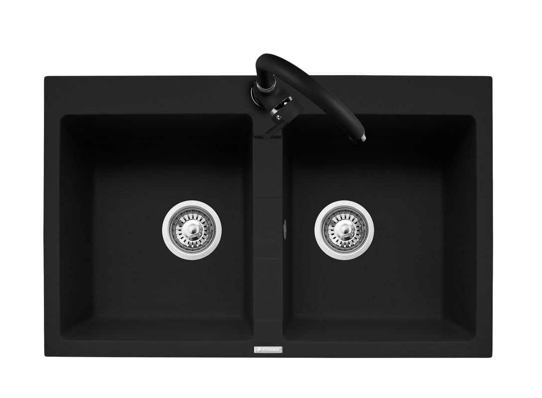 Zlewozmywak granitowy z baterią Senar 2 Pyramis