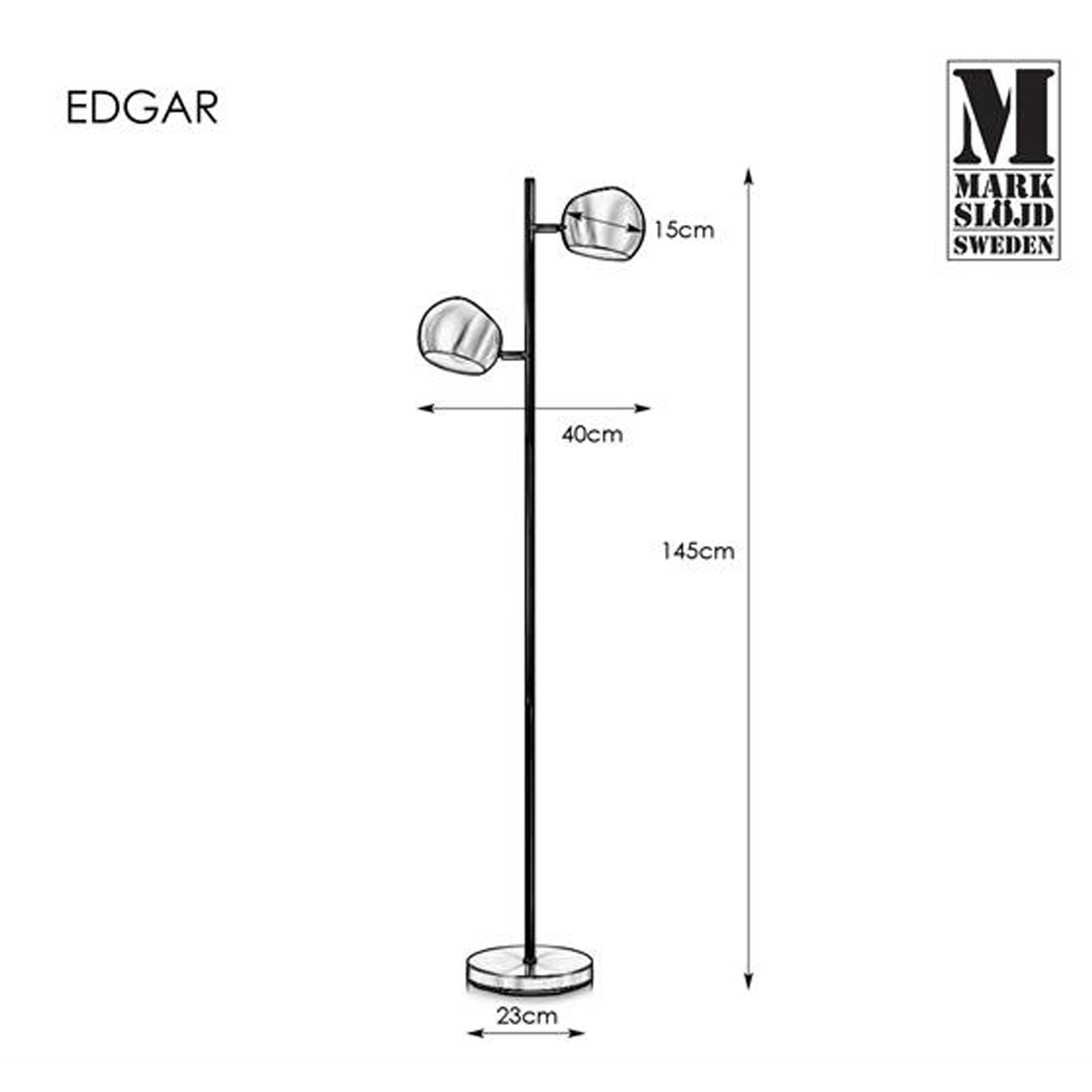 Lampa podłogowa Edgar 2xE14 80 W czarna Markslojd - 3