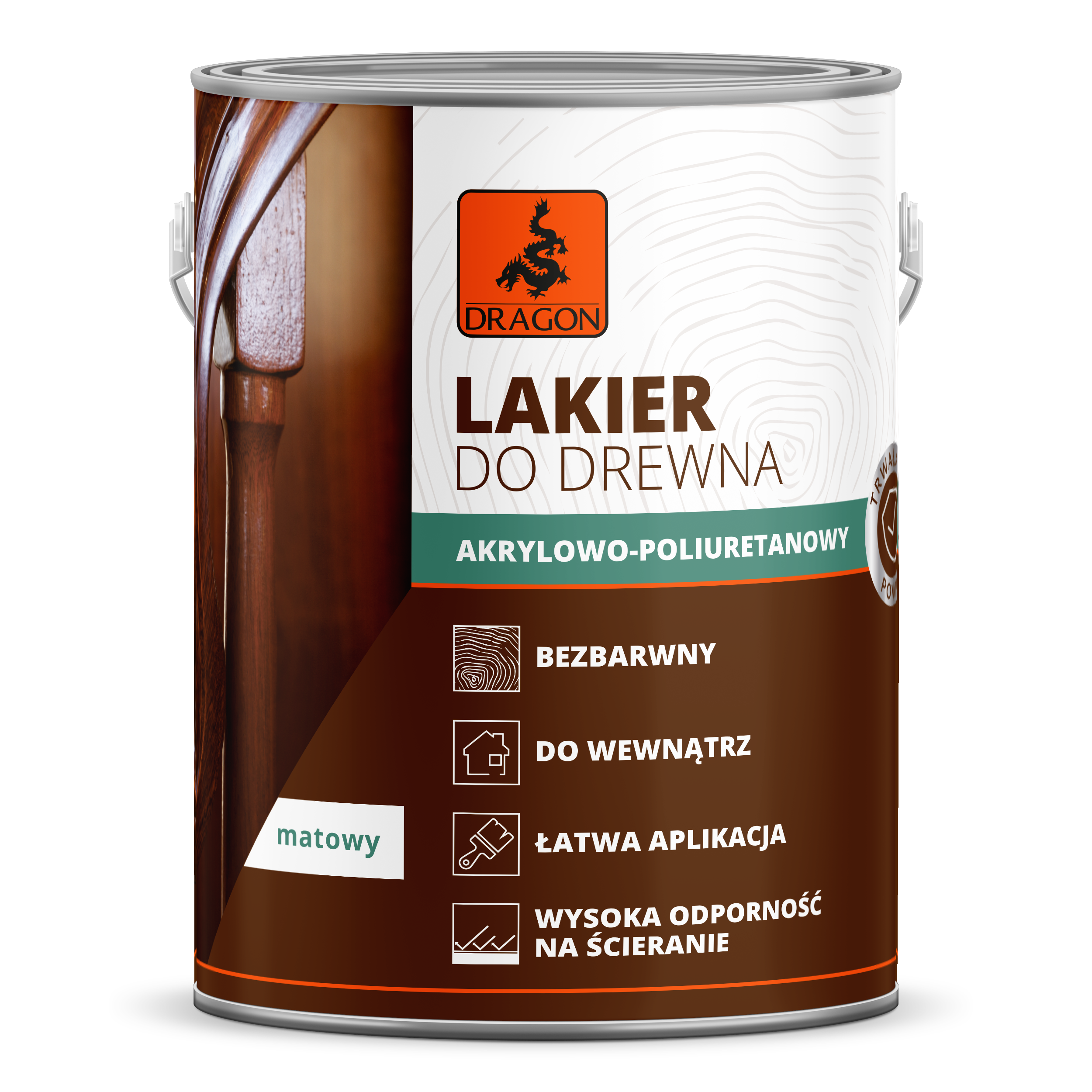 Lakier do drewna do wnętrz akrylowo-poliuretanowy 2.5 Litra Mleczno - Biały mat Metal Dragon