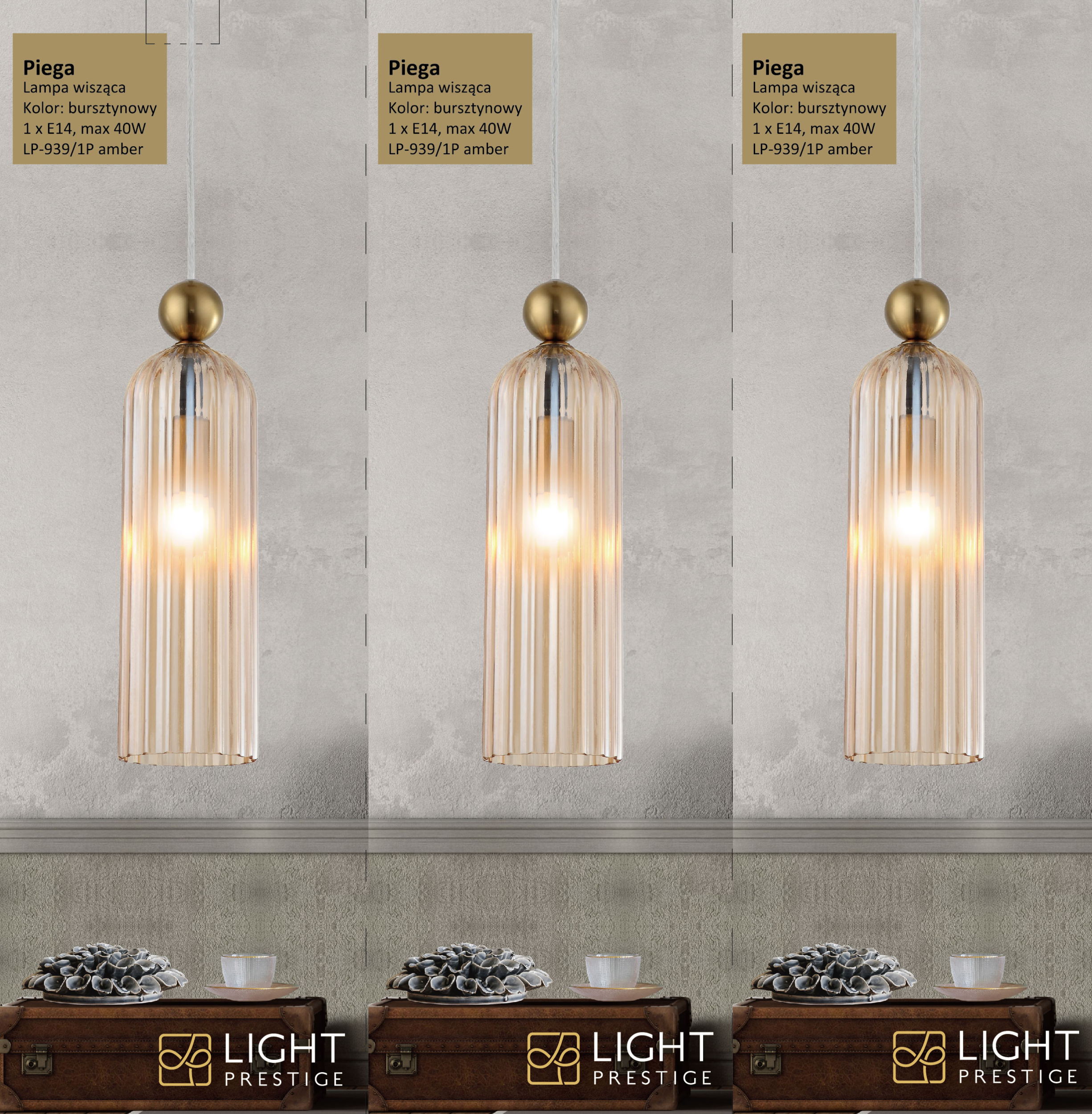 Lampa wisząca Piega bursztyn E14 Light Prestige - 5