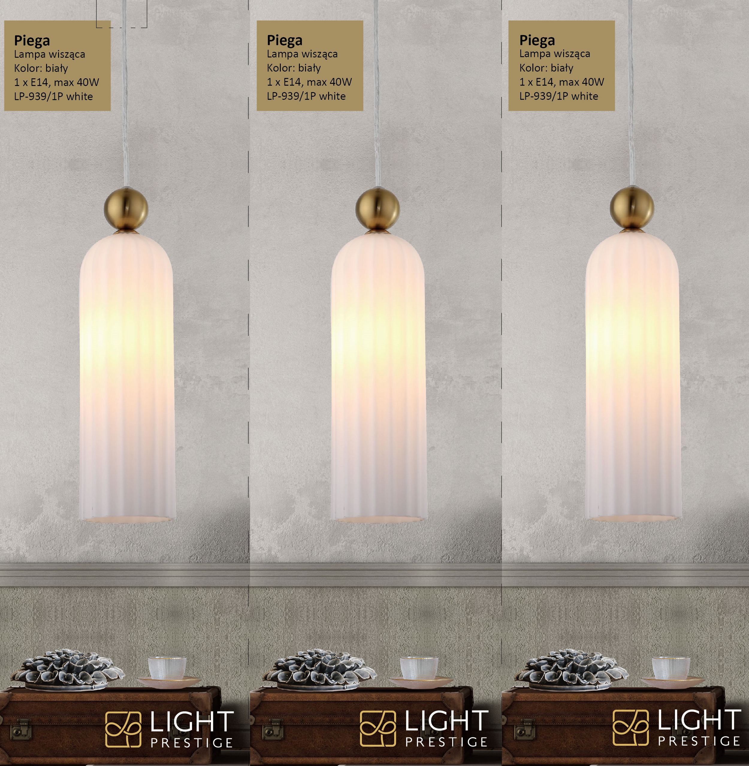 Lampa wisząca Piega biała E14 Light Prestige - 6