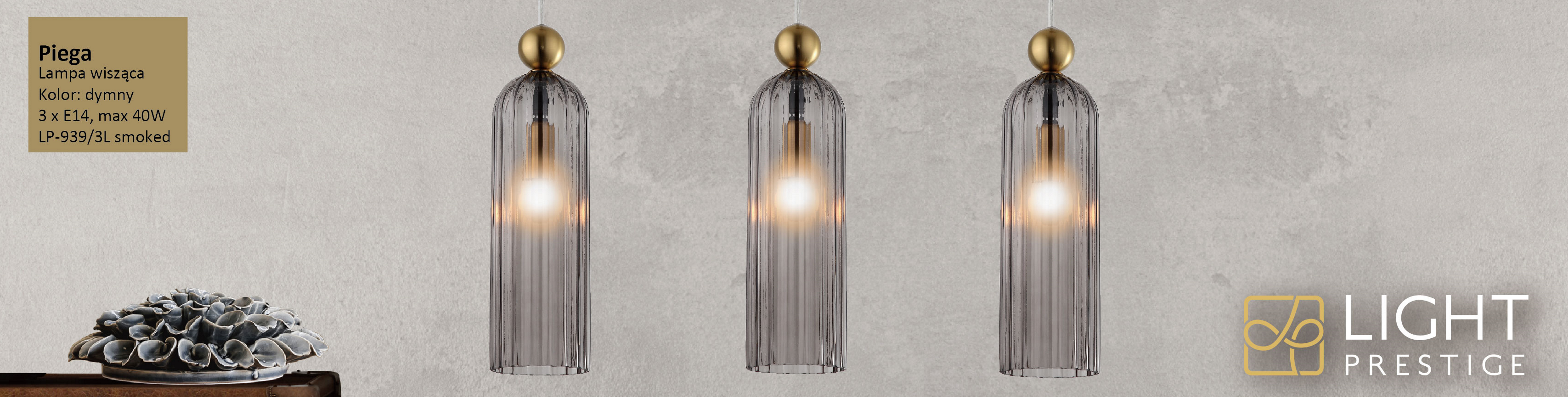Lampa wisząca Piega szara 3 x E14 Light Prestige - 4