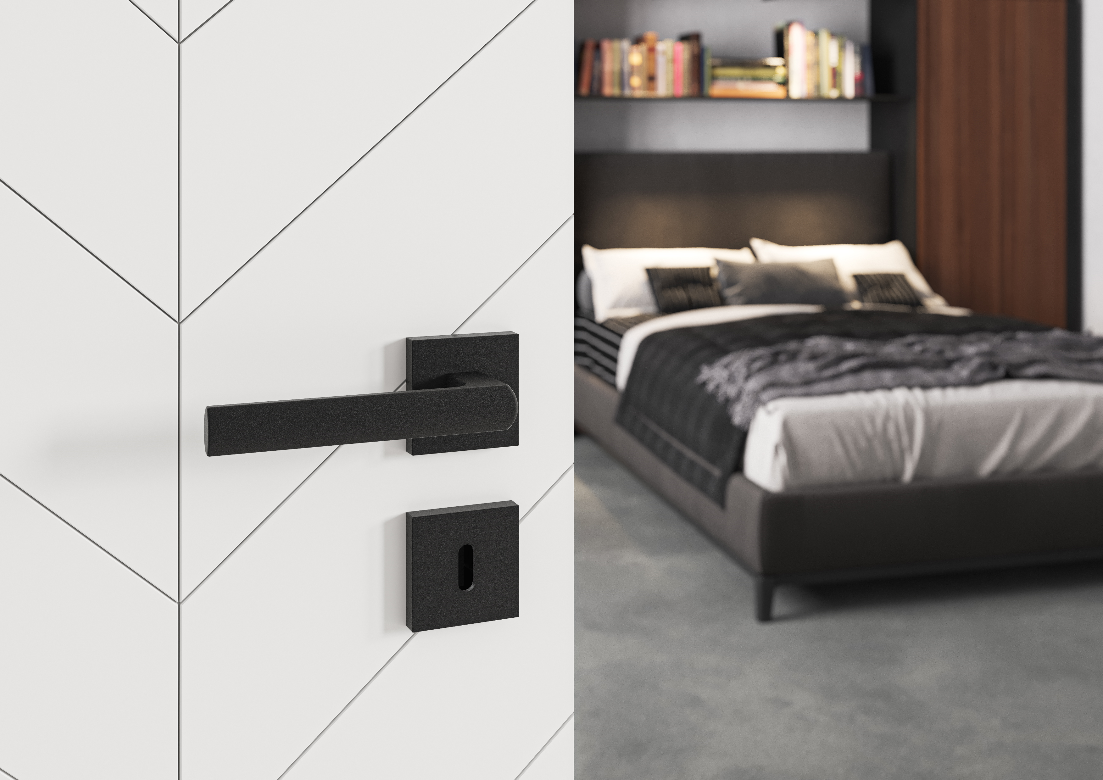 Klamka do drzwi wewnętrznych na rozecie Rivero Czarny mat Inspire - 2