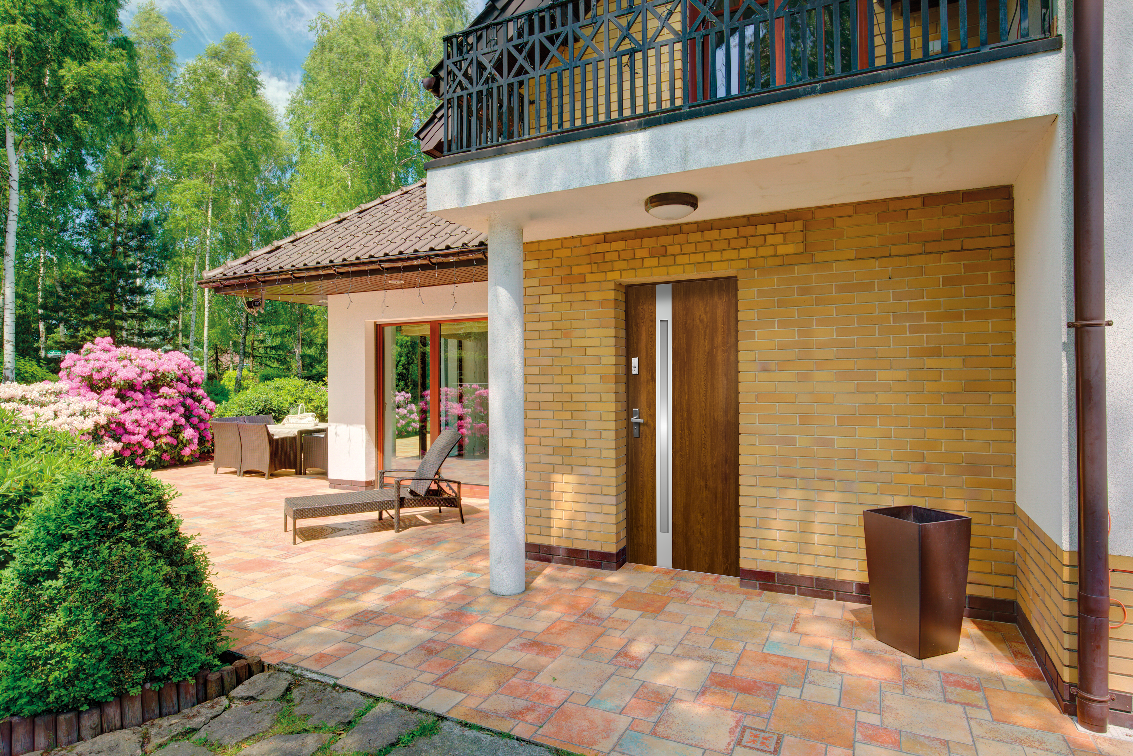 Drzwi zewnętrzne stalowe wejściowe Temidas Złoty Dąb 80 Prawe OK Doors Trendline - 3