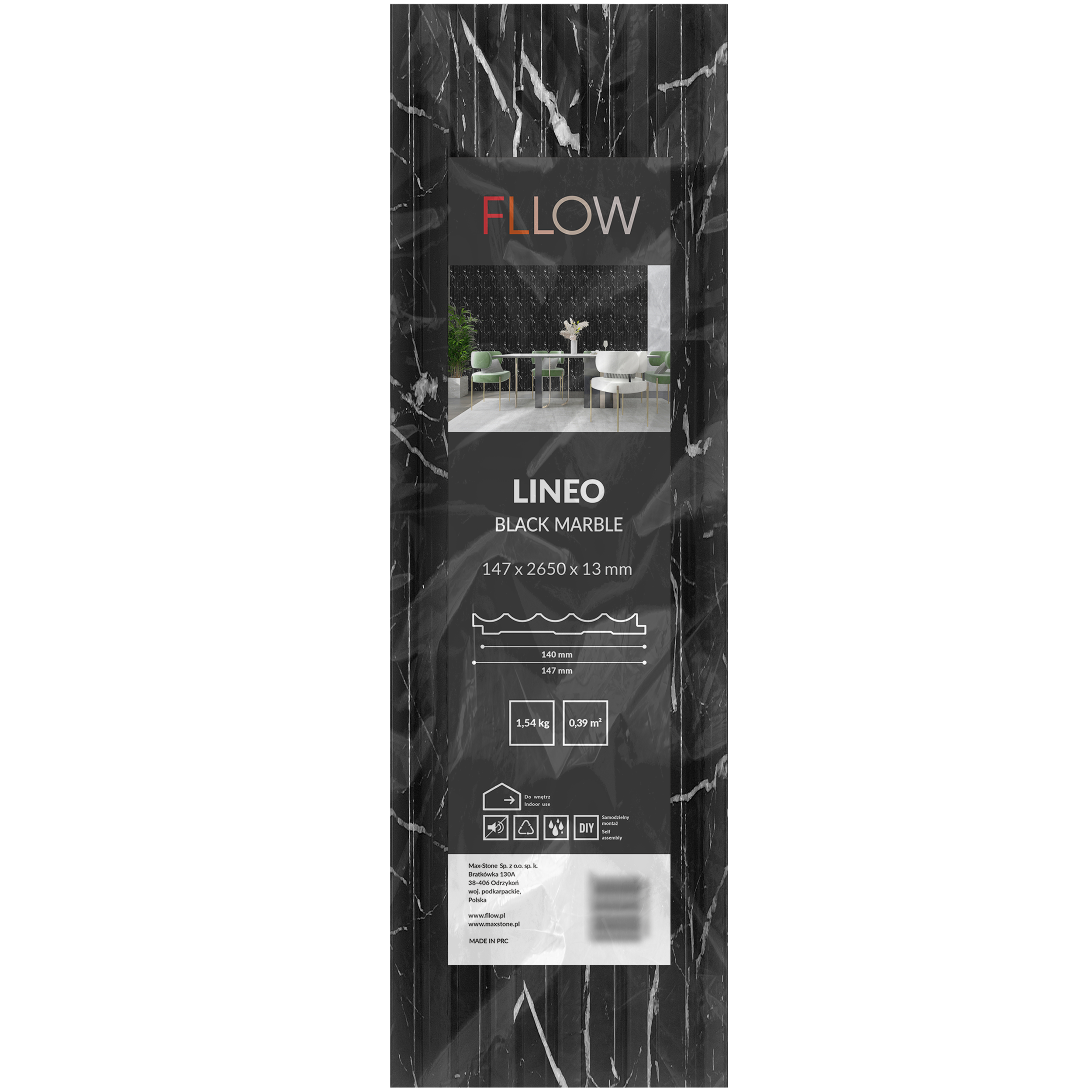Panele ścienne winylowe PCV dekoracyjne Lineo Black Marble Fllow - 8