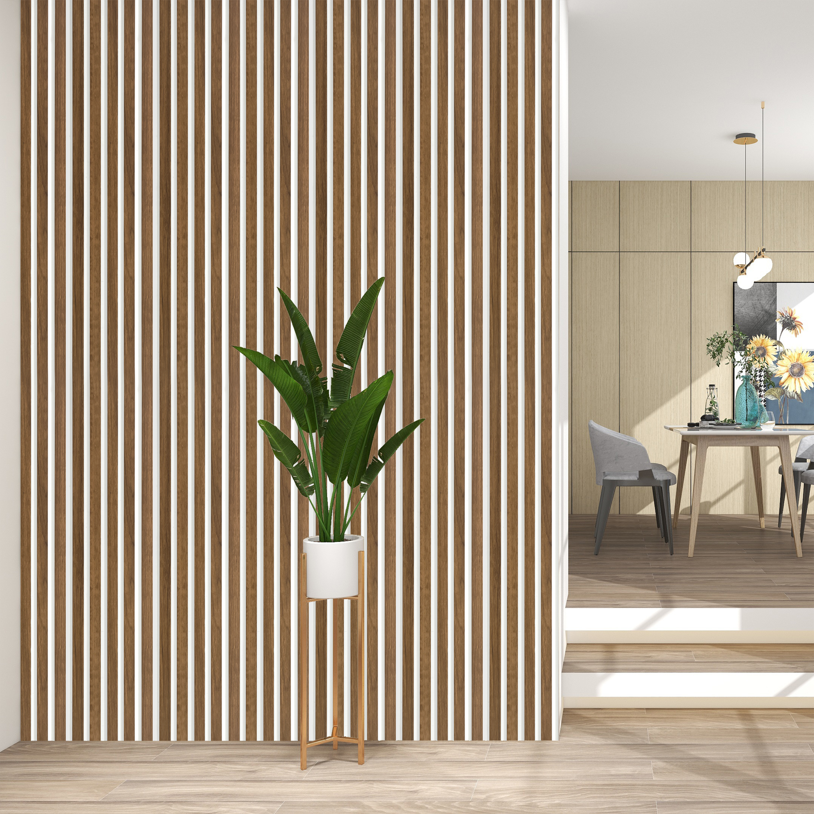 Panele lamele ścienne PCV dekoracyjne Lineo White Oak moduł końcowy Fllow - 2