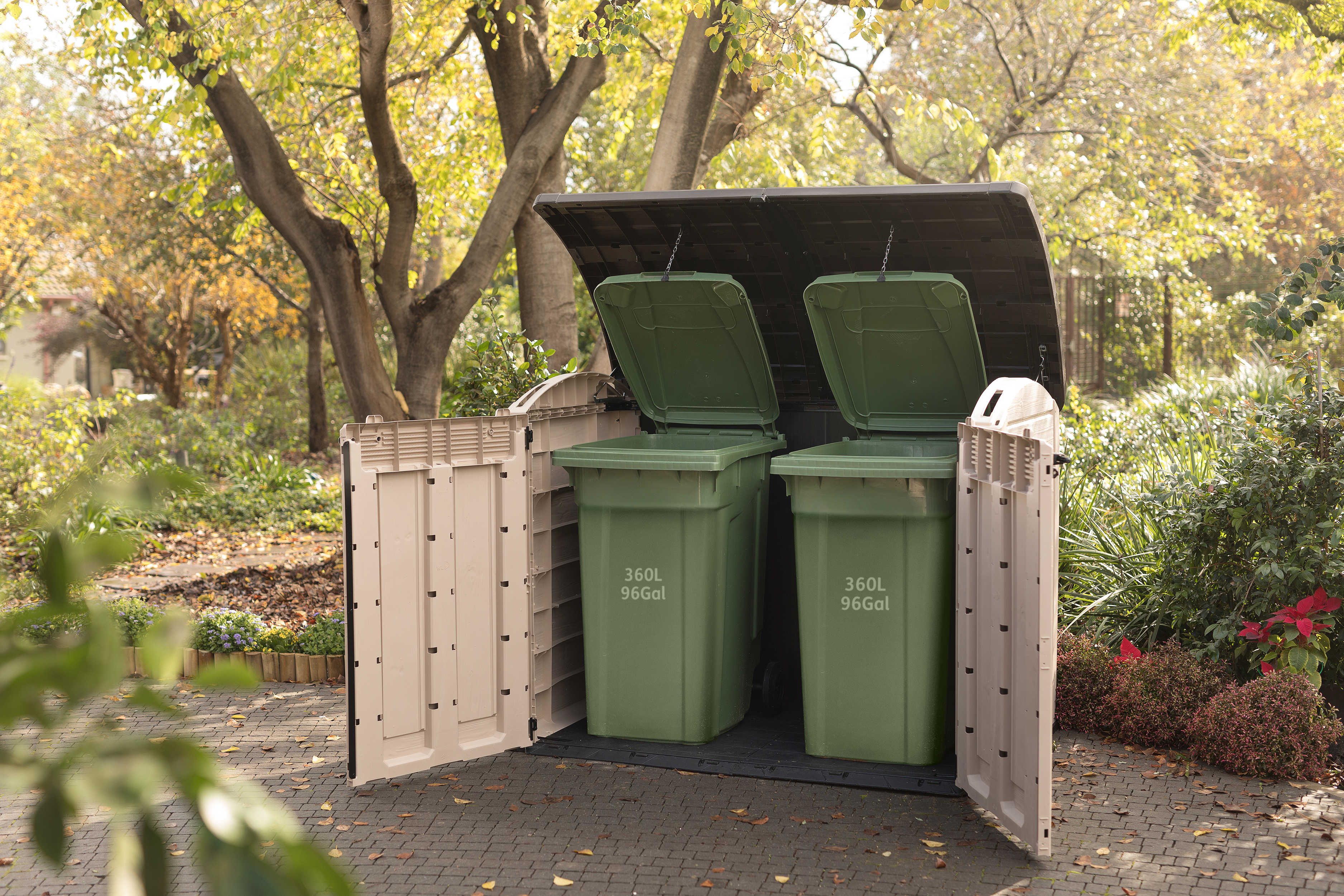 Arcón de resina para exterior KETER WOODLAND ULTRA 177 x 134 x 113 cm y capacidad de 2000 L - 11
