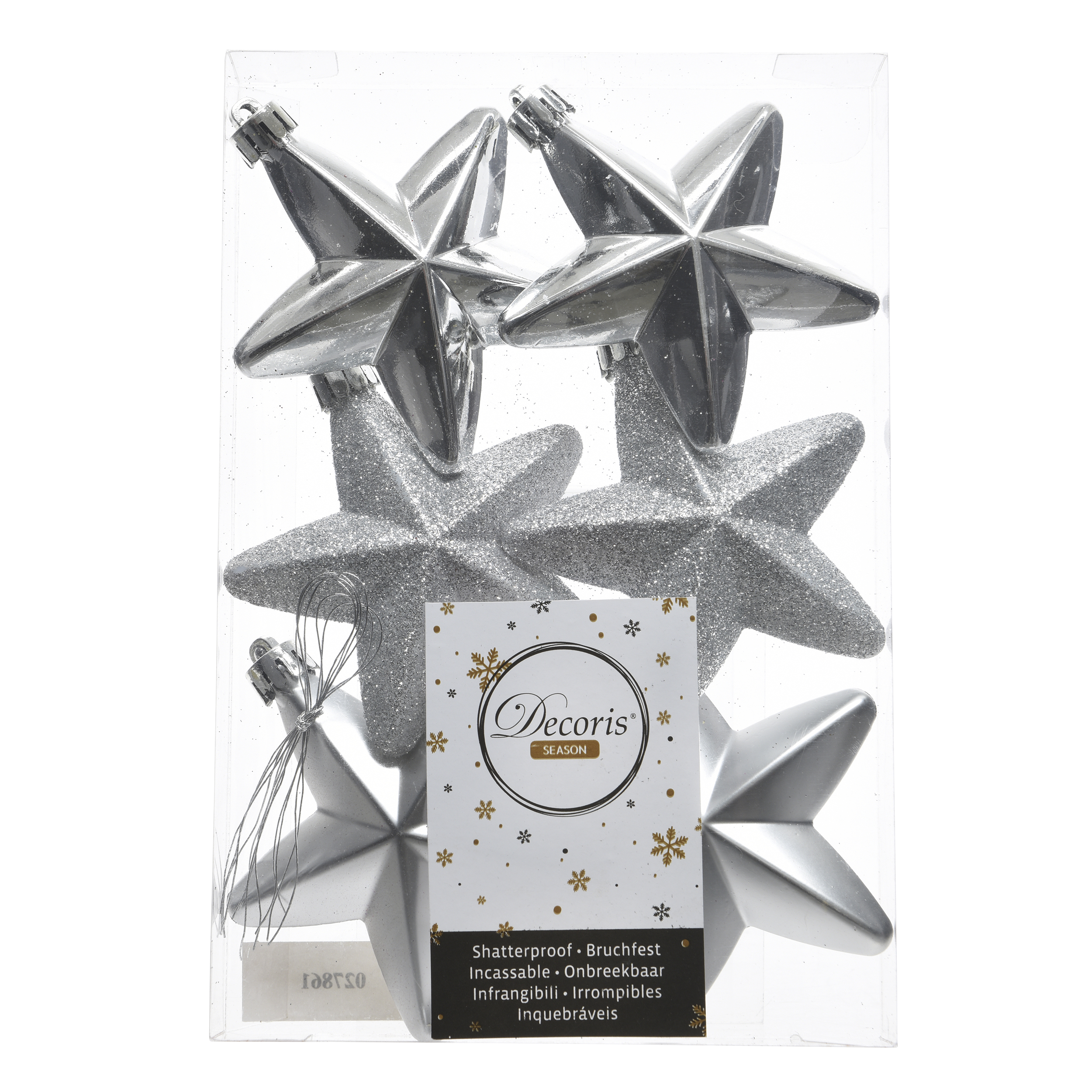 Zawieszki gwiazdki 7.5cm 6szt. srebrne - 5