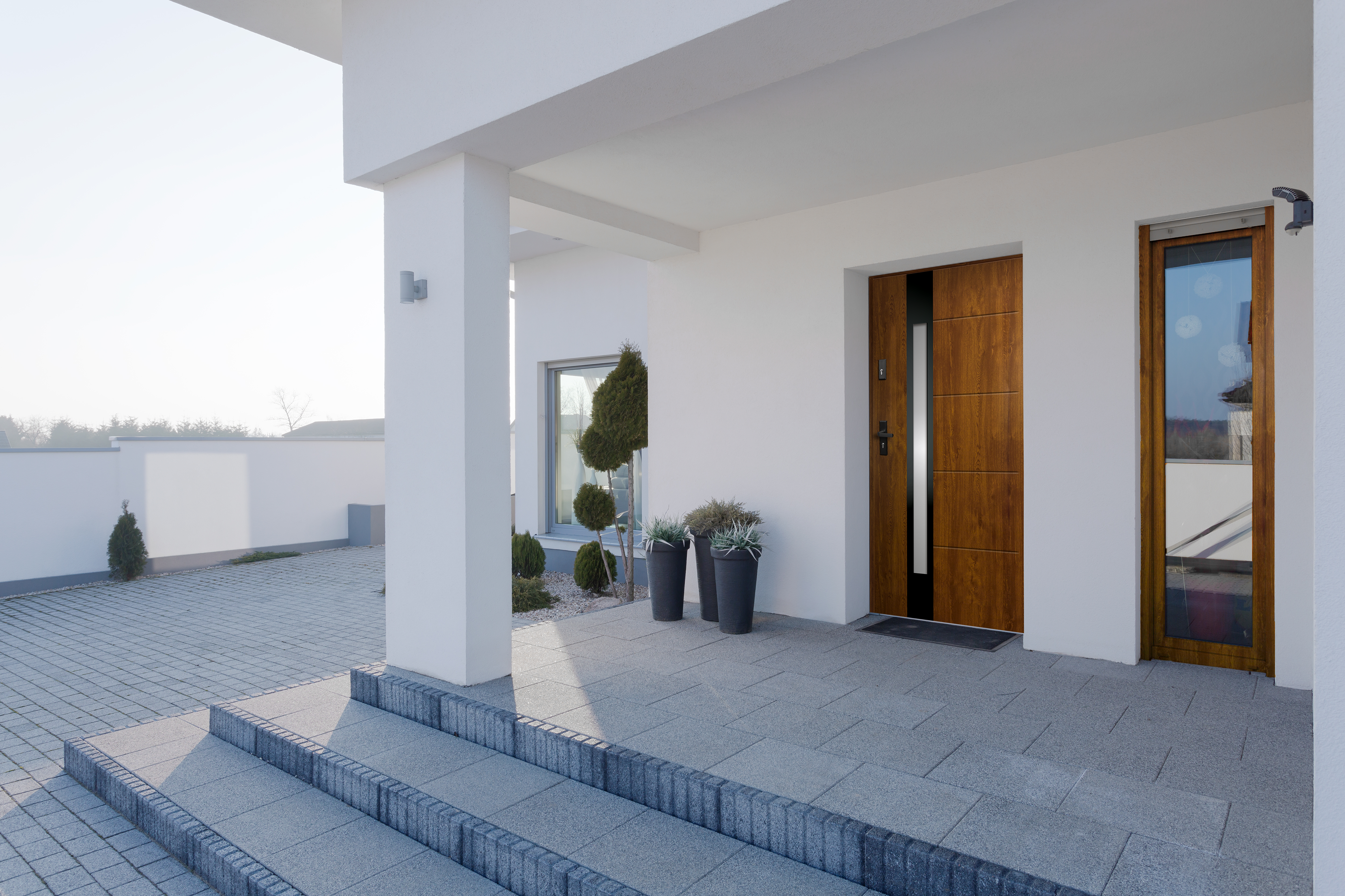 Drzwi zewnętrzne stalowe wejściowe Ariadna złoty dąb-czarne 90 Prawe Ok Doors Trendline - 3