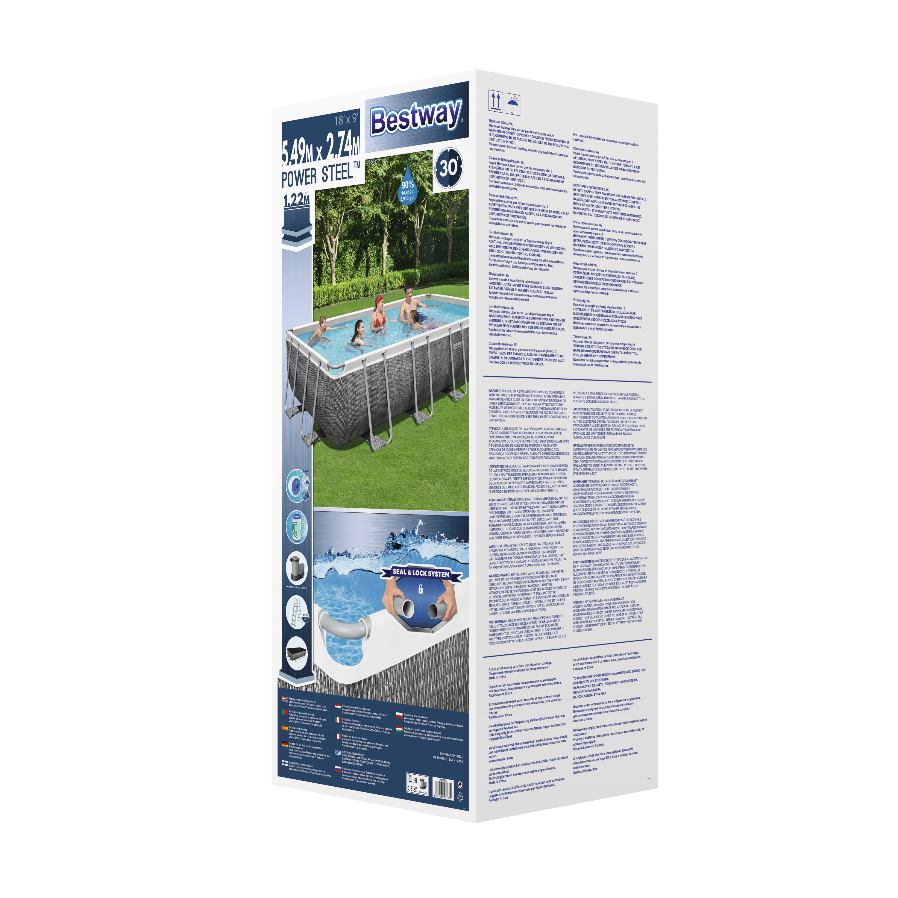 Piscina tubular de PVC multicolor rectangular 5.49x2.74x1.22 m con depuradora de cartucho y escalera de seguridad BESTWAY - 12