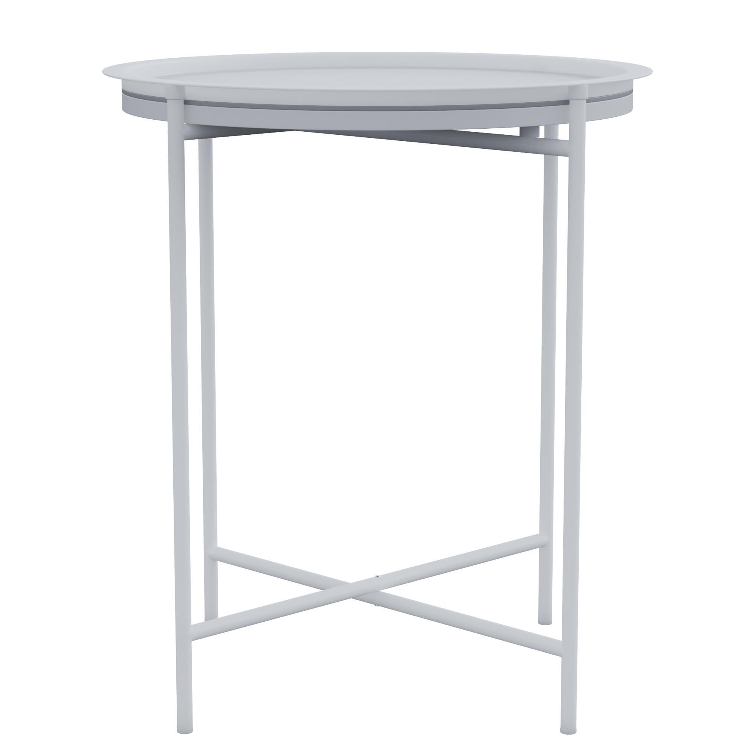 Mesa auxiliar de metal Naterial Mobis de ø 45 cm blanca - 3